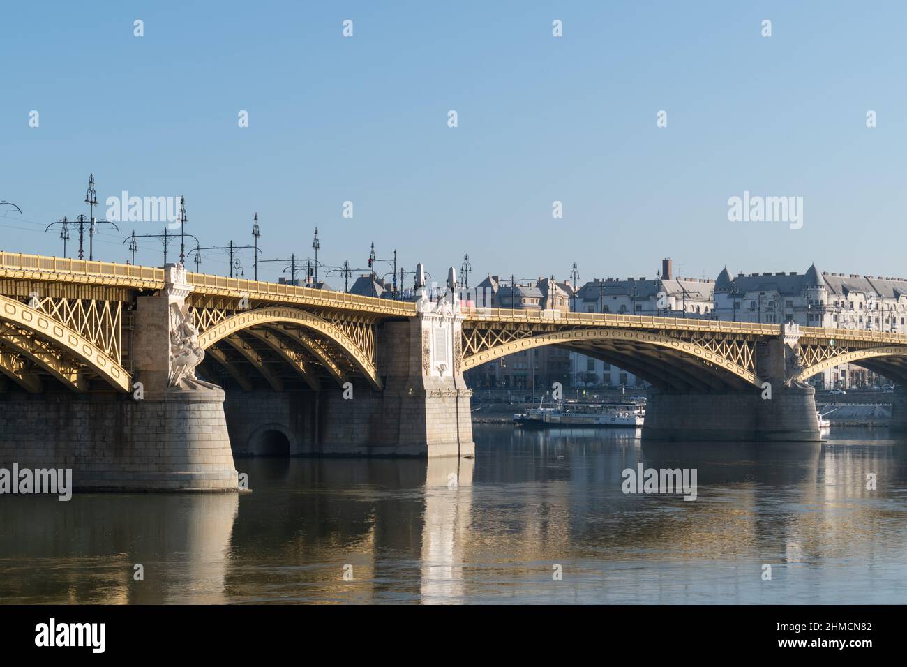 Margaret Bridge or Margit hid over Danube river in Budapest, Hungary Stock Photo