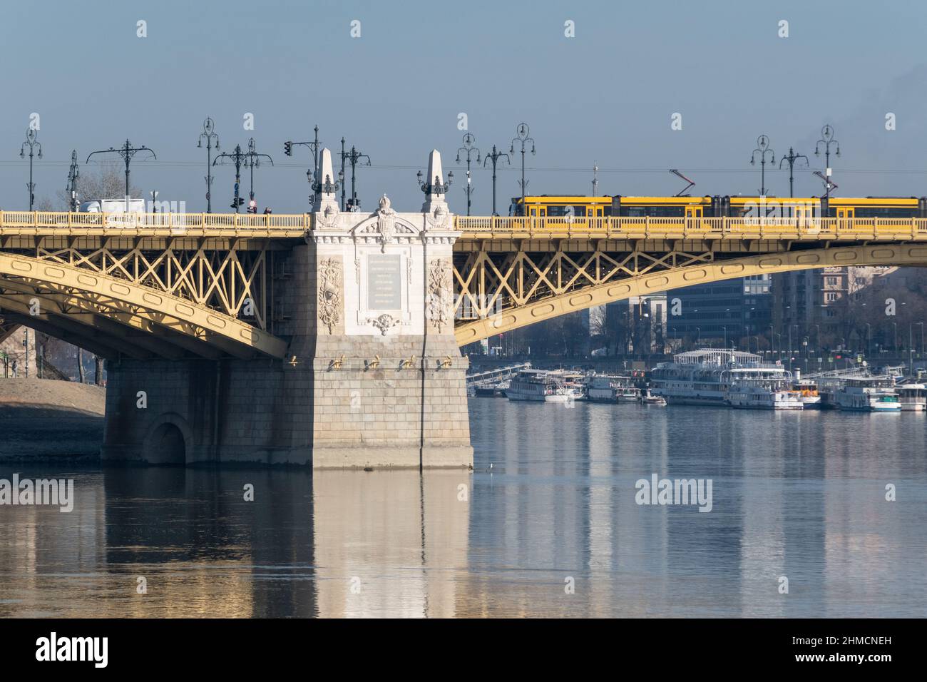 Margaret Bridge or Margit hid over Danube river in Budapest, Hungary Stock Photo