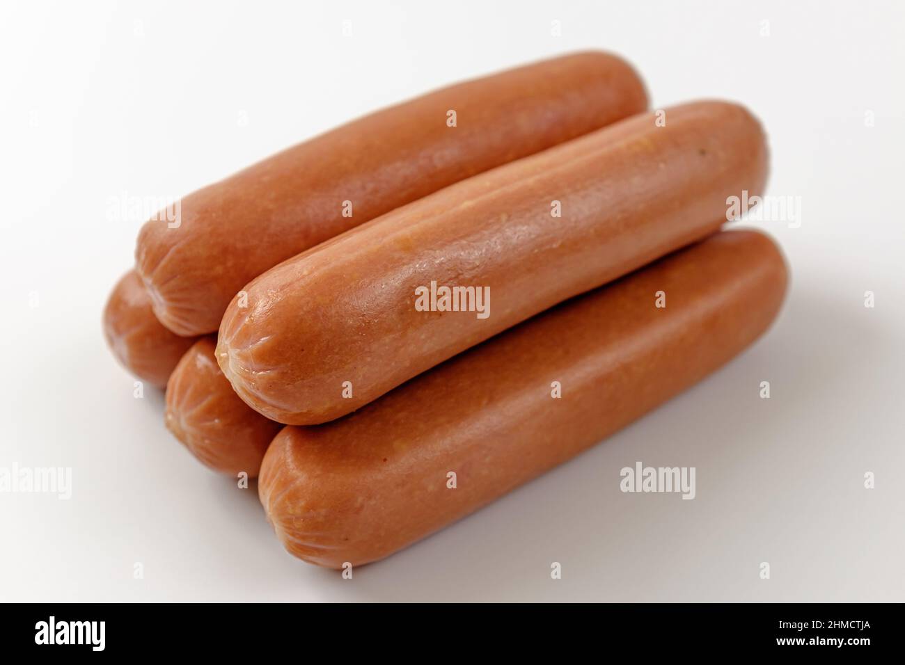 frankfurter sausage on a white background Stock Photo