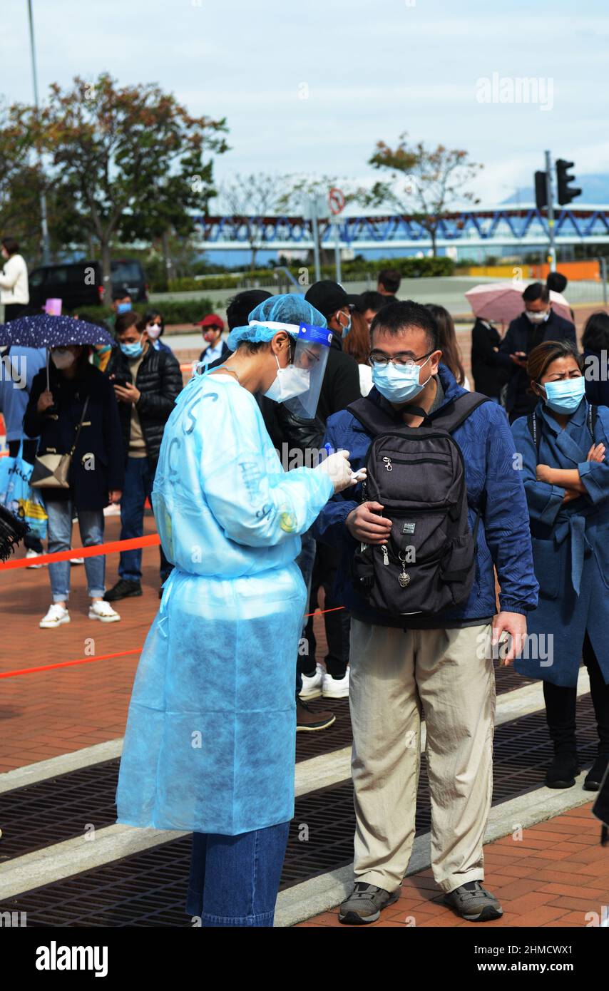 8th of February 2022, Central District, Hong Kong. Hongkongers waiting