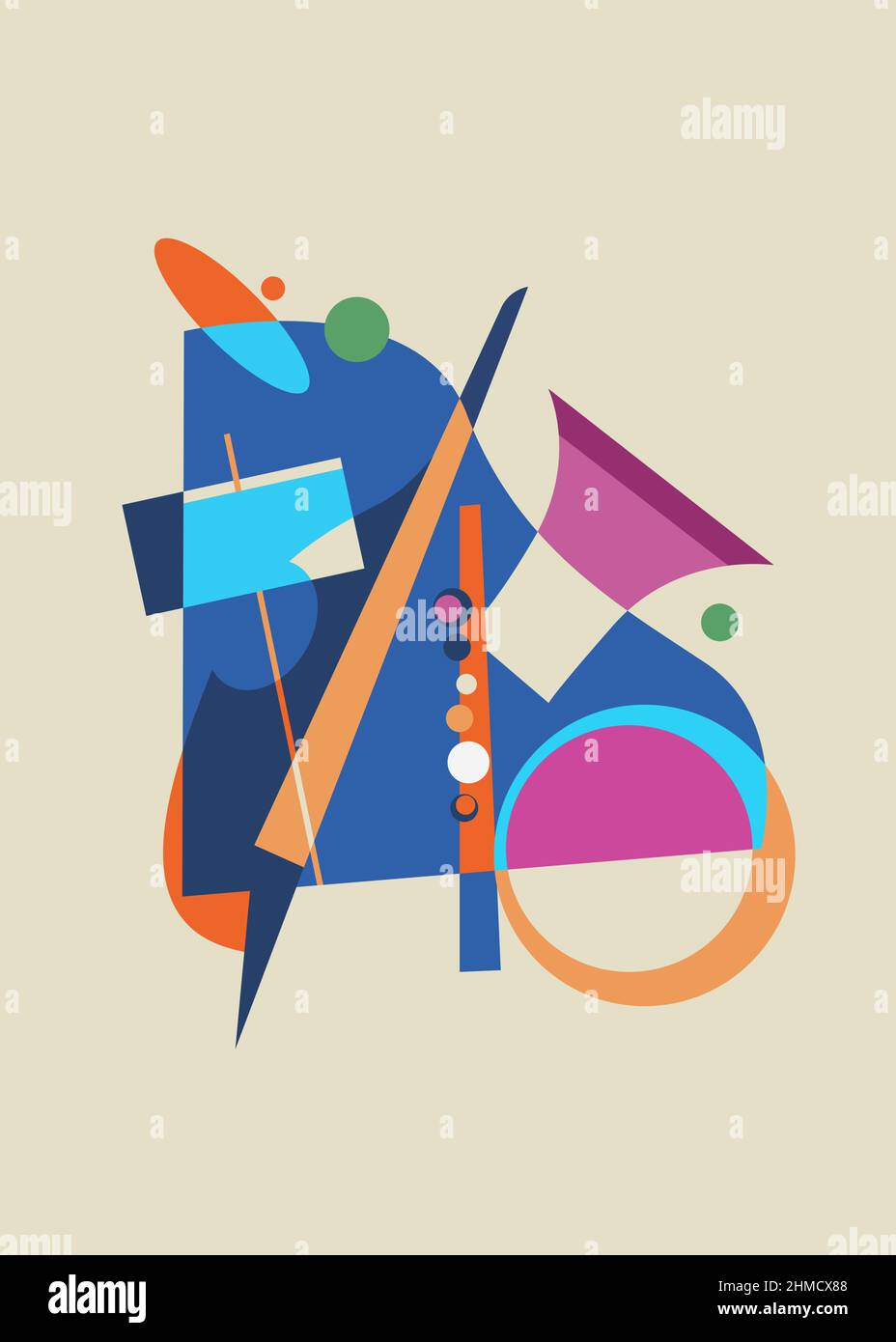 Abstract illustration with musical instruments. Jazz poster design. Stock Vector
