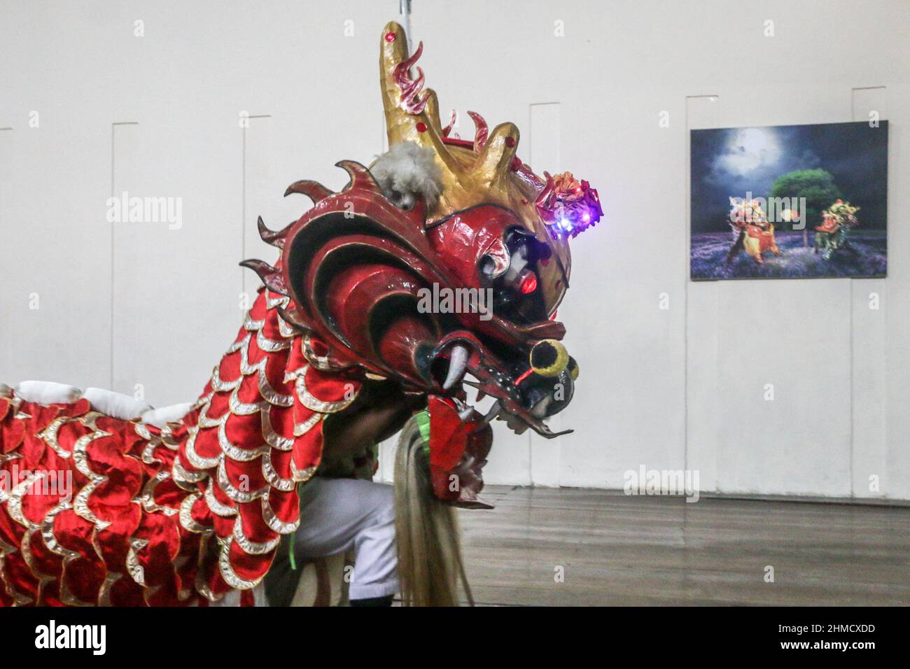 The 'White Crane' Association Silat College held a tradition of bathing Kie Lin ahead of the Cap Go Meh celebration in Bogor, Indonesia Stock Photo