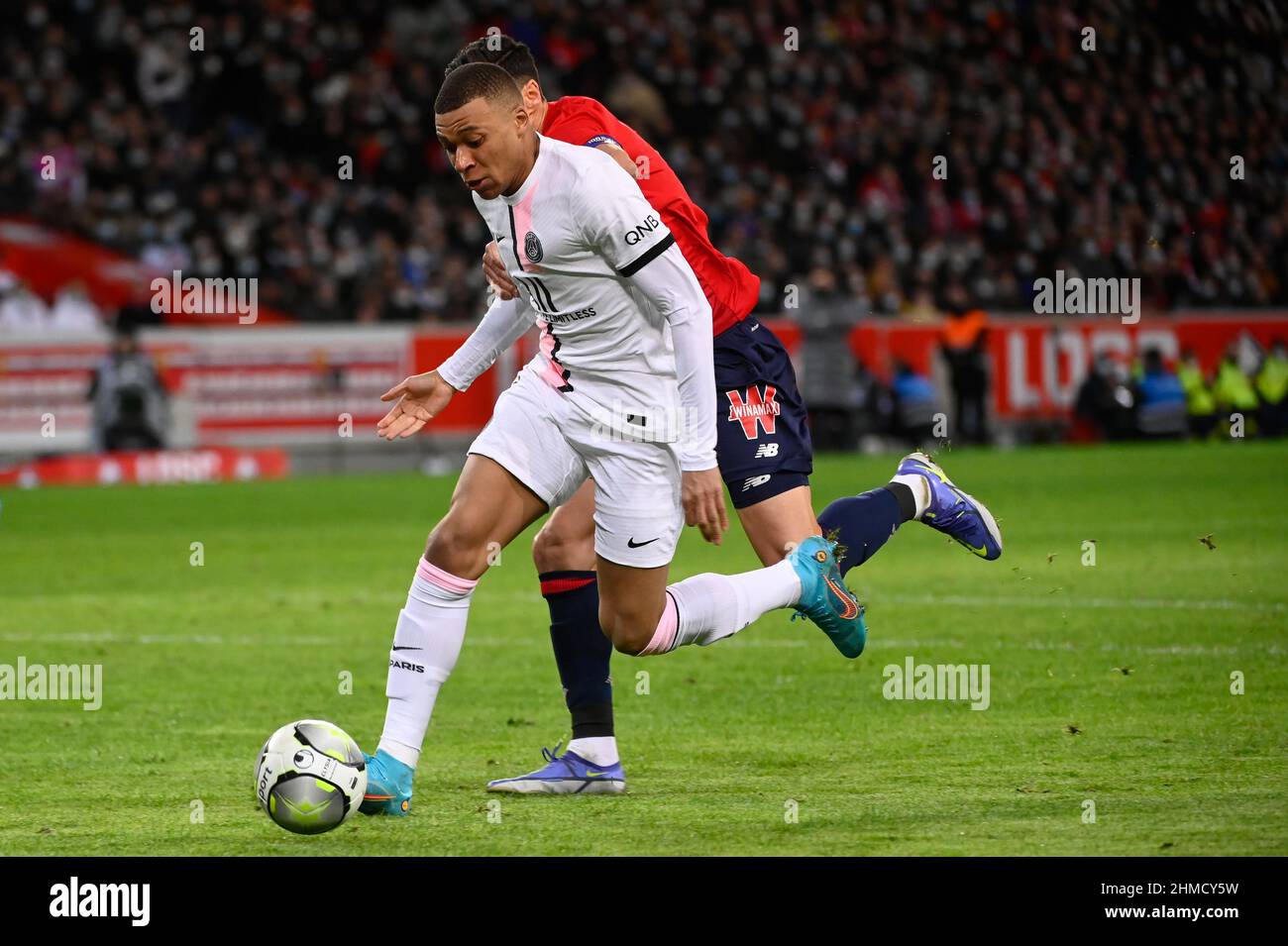 Lille- PSG Kylian Mbappe during the match between LOSC and Paris Saint  Germain at Stade Pierre Mauroy for the 23rd day of the Ligue 1 Uber Eats  cham Stock Photo - Alamy