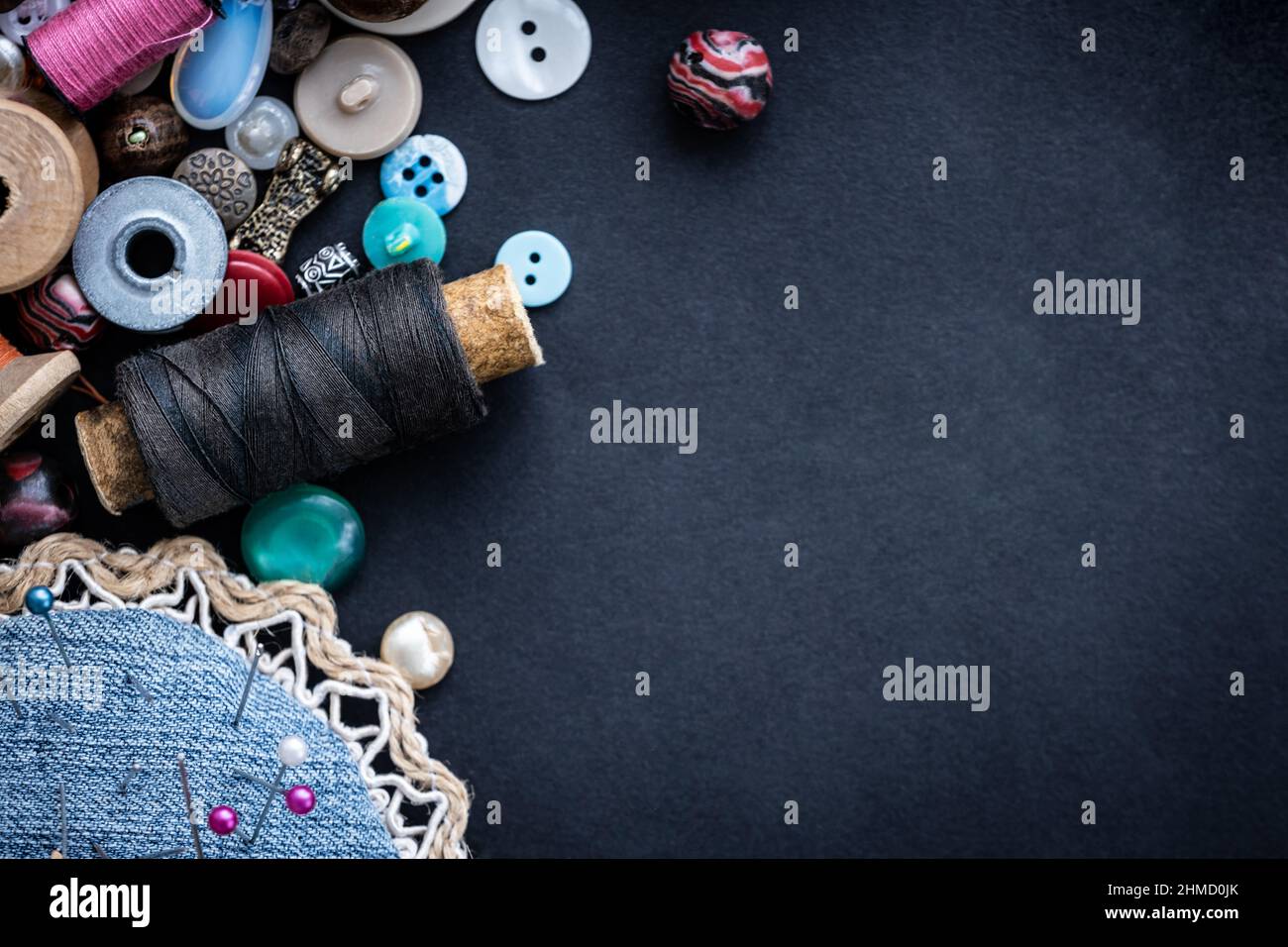 Sewing tools and accessories Stock Photo