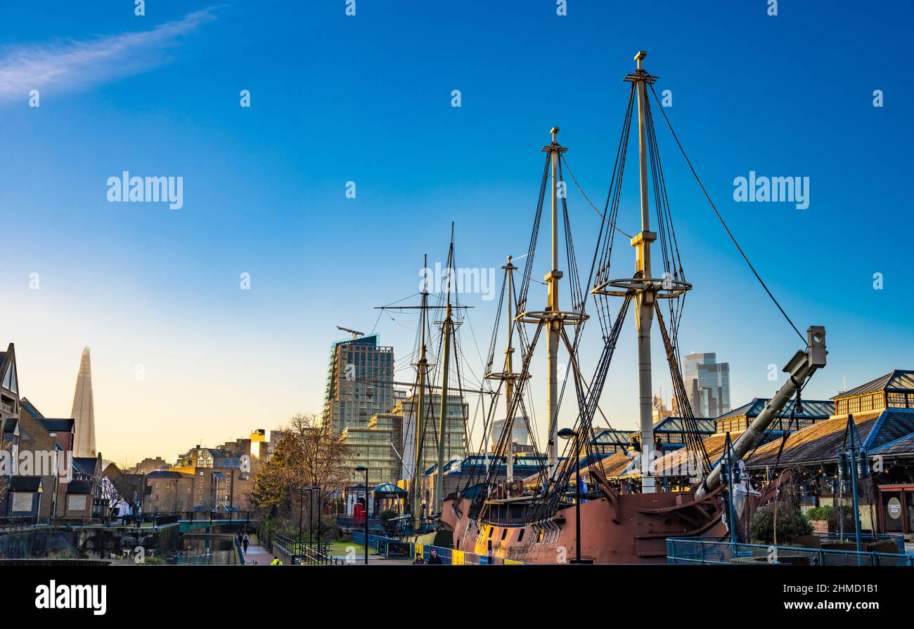 Tabacco Dock, Wapping, Old Pirate ship, Stock Photo