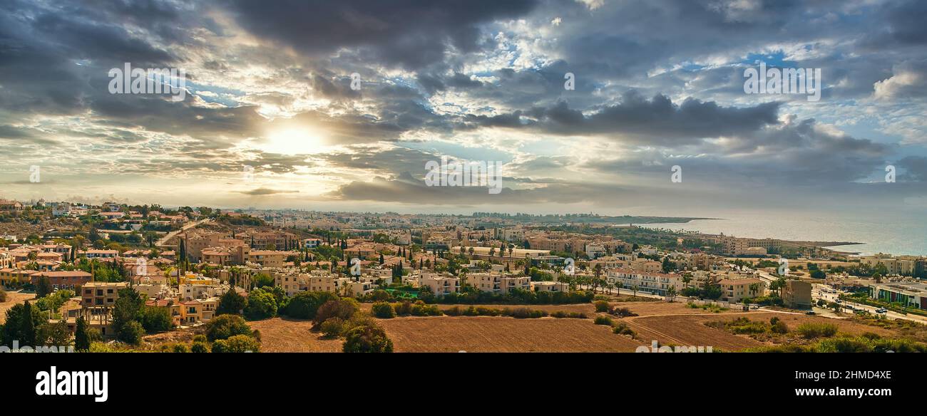 Panoramic view of the city of Paphos in Cyprus. Stock Photo