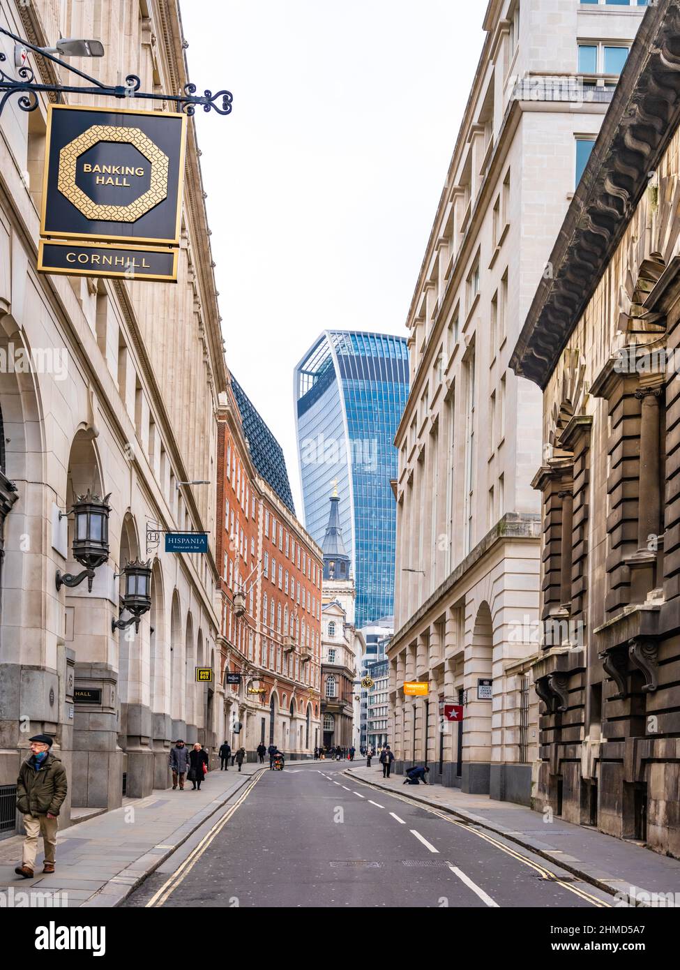 The Walkie-Talkie from Lombard Street, London. Banking Hall. Stock Photo
