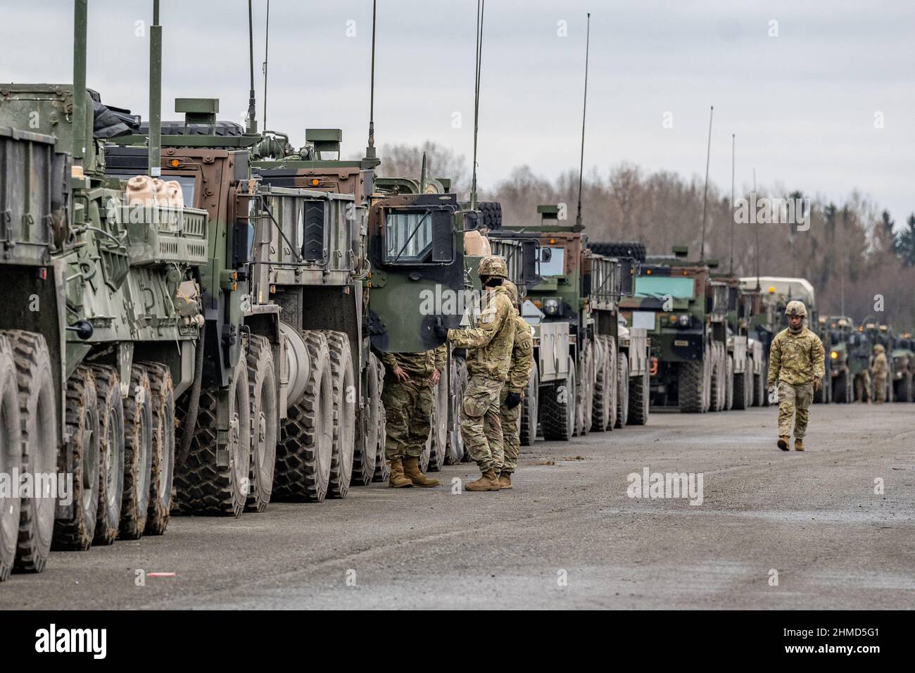 Vilseck, Germany. 09th Feb, 2022. Military vehicles of the US Army