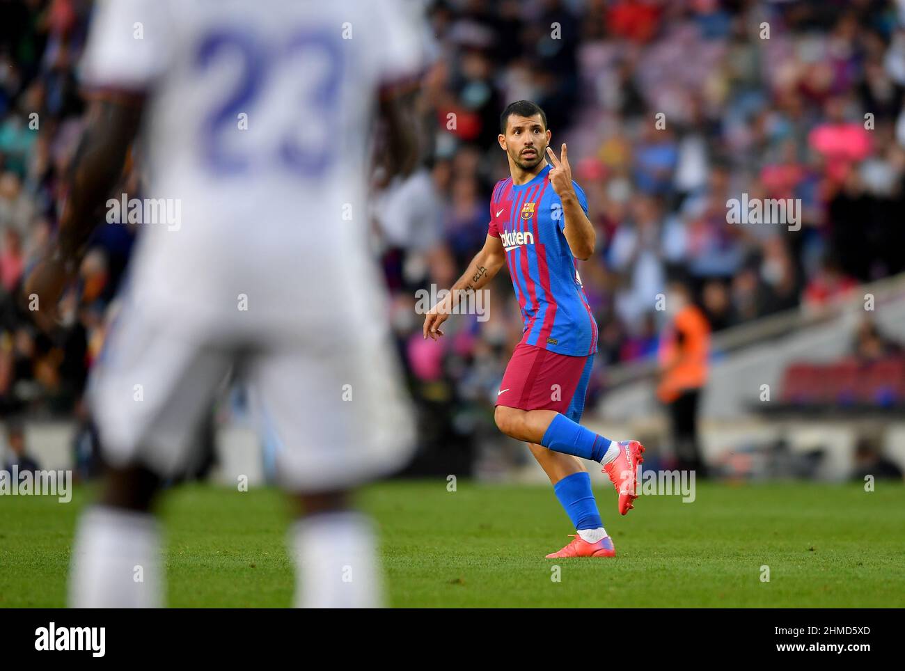 Sergio Kun Agüero (19) of FC Barcelona during the tenth day of La Liga ...