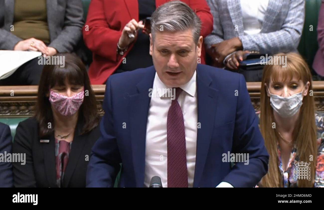 Labour leader Keir Starmer speaks during Prime Minister's Questions in the House of Commons, London. Stock Photo