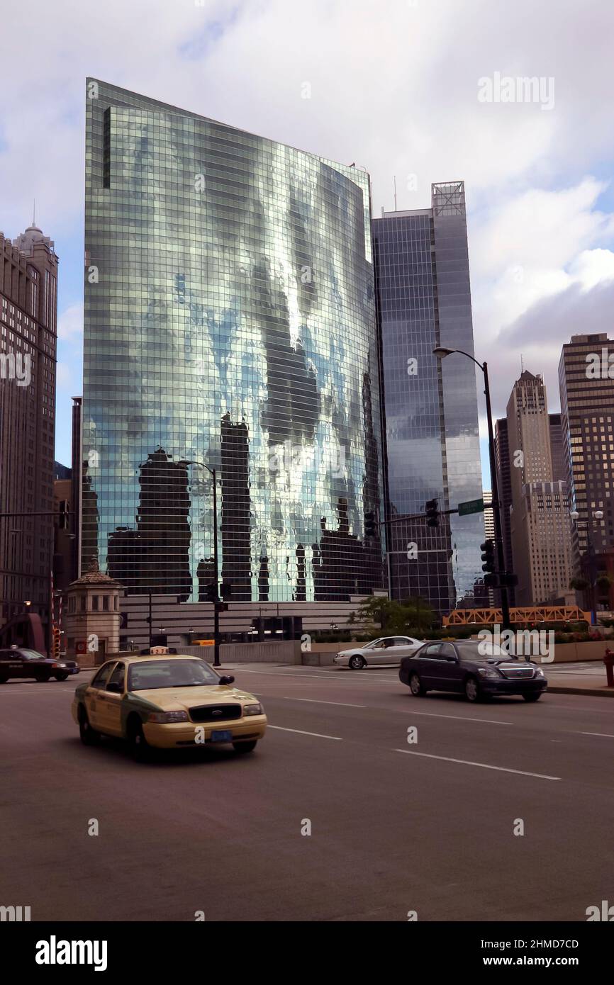 View of  333 Wacker Drive, from North Franklin Street, Chicago, Illinois Stock Photo
