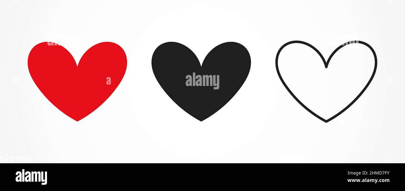 Hearts flat design icons isolated on white background. Vector ...