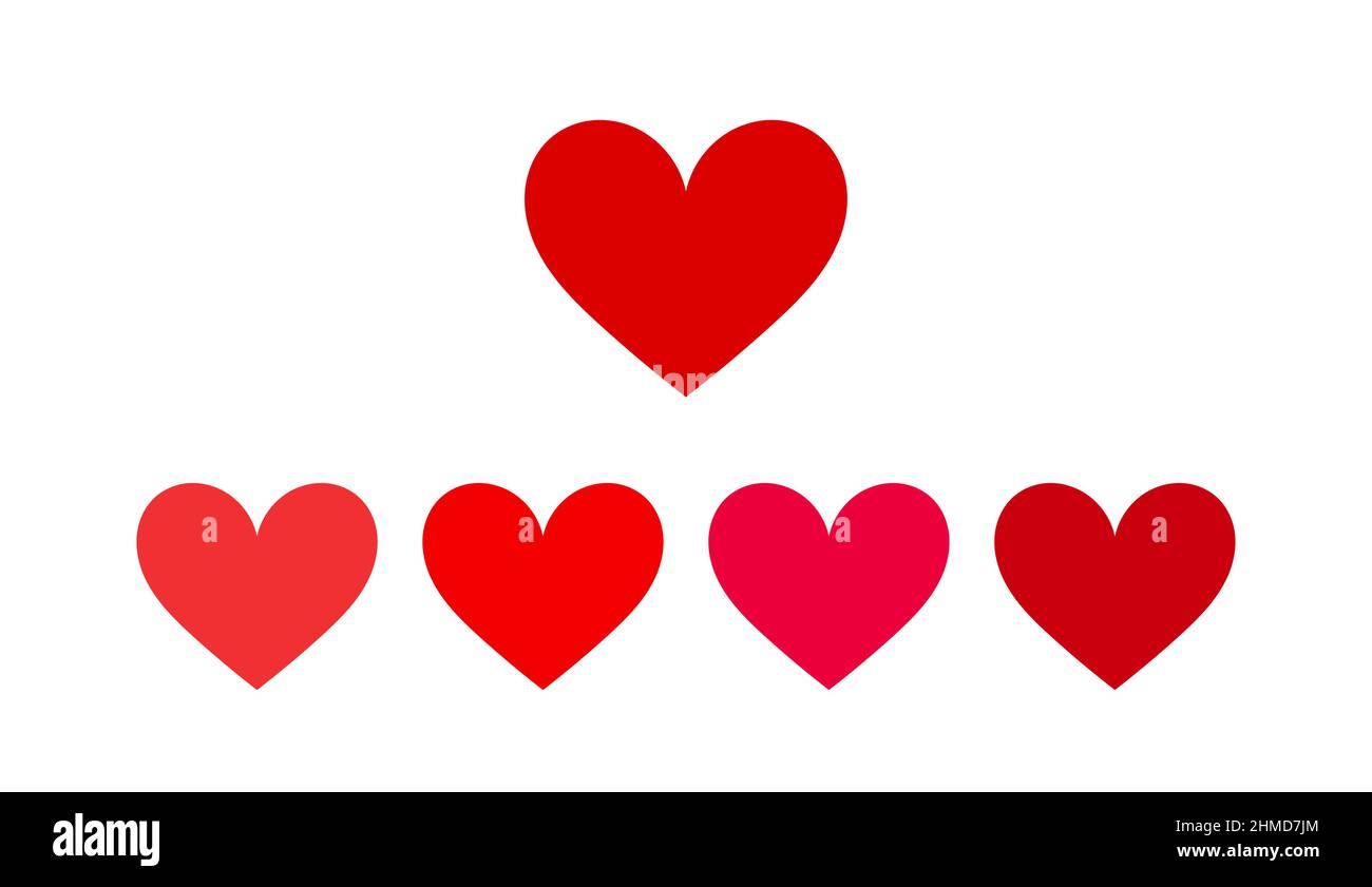 Red hearts icons isolated on white background. Vector illustration ...