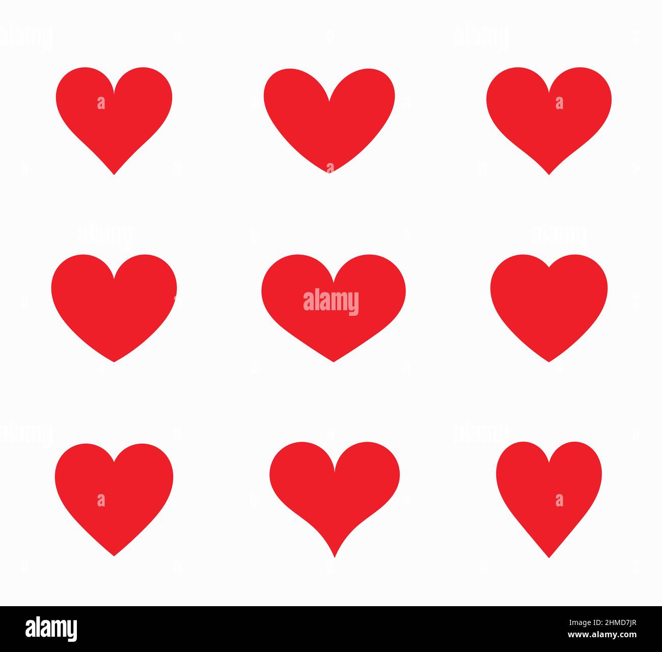 Red hearts icons collection. Vector illustration Stock Vector Image ...