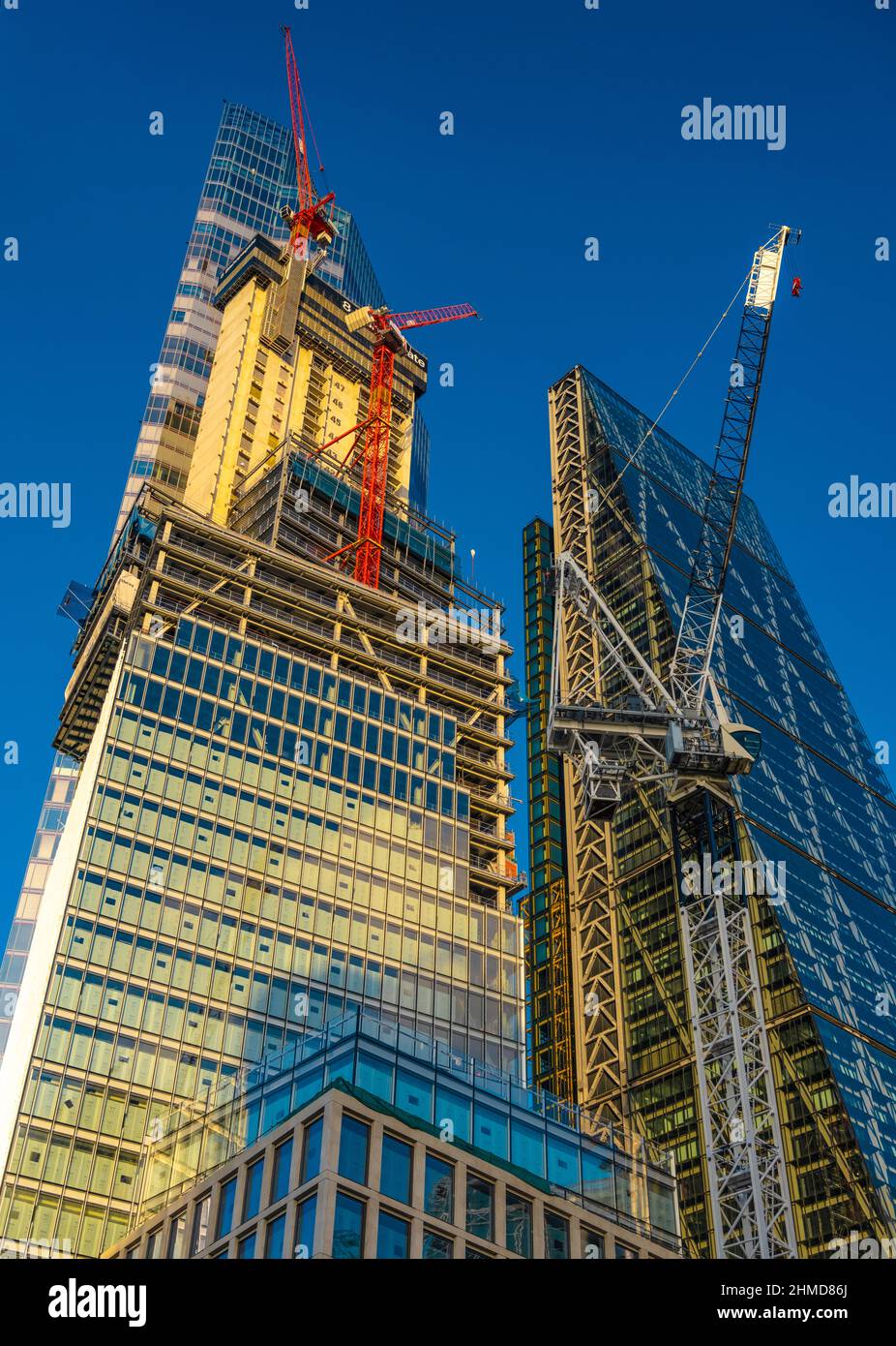 New Skyscrapers rise above The City of London. Leadenhall Building, 8 Bishopgate, Twentytwo. Stock Photo