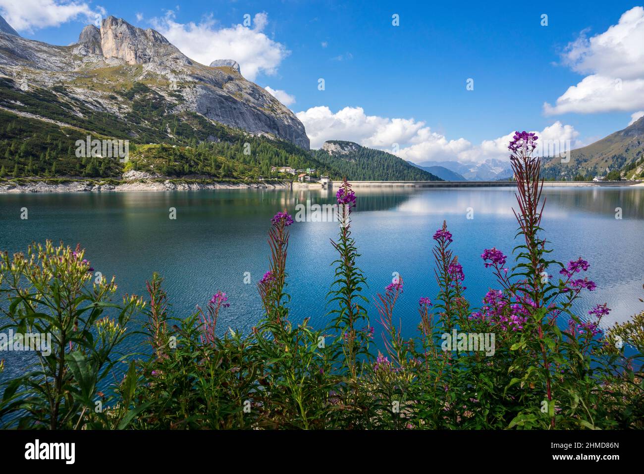 The wonderful landscape of Lago Fedaia in the Dolomites. Stock Photo