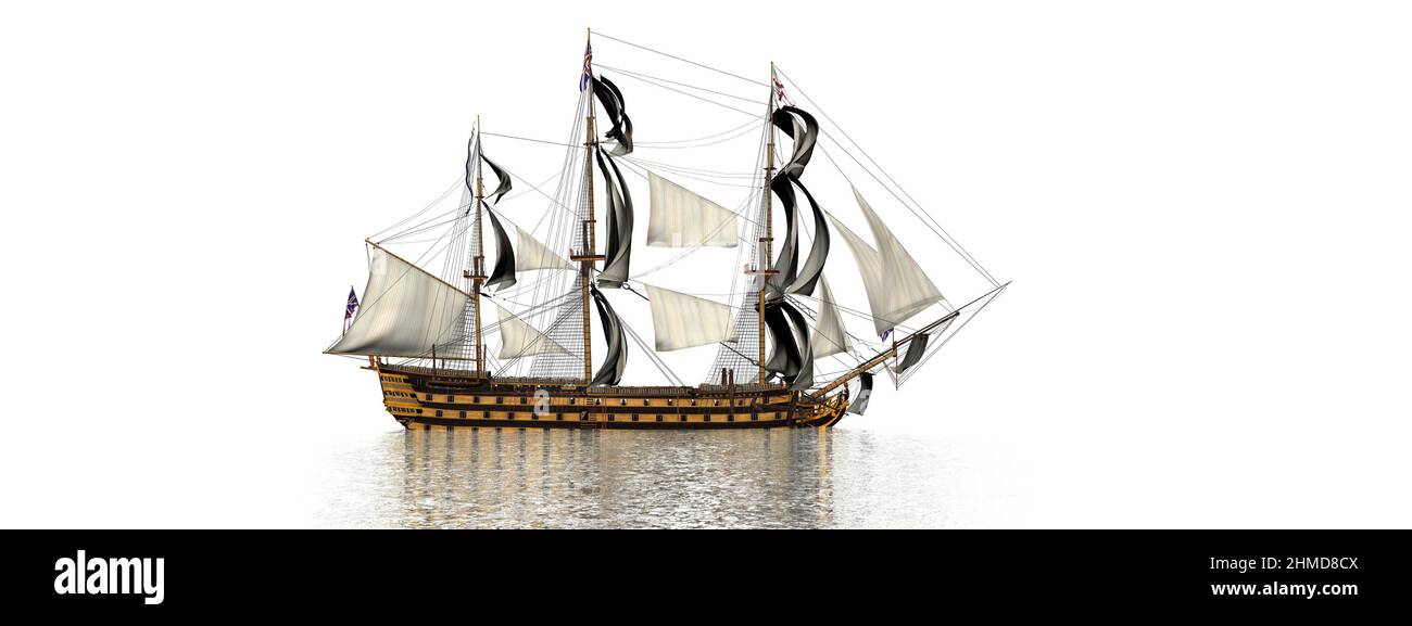 One HSM ancient ship on the water - 3D render Stock Photo