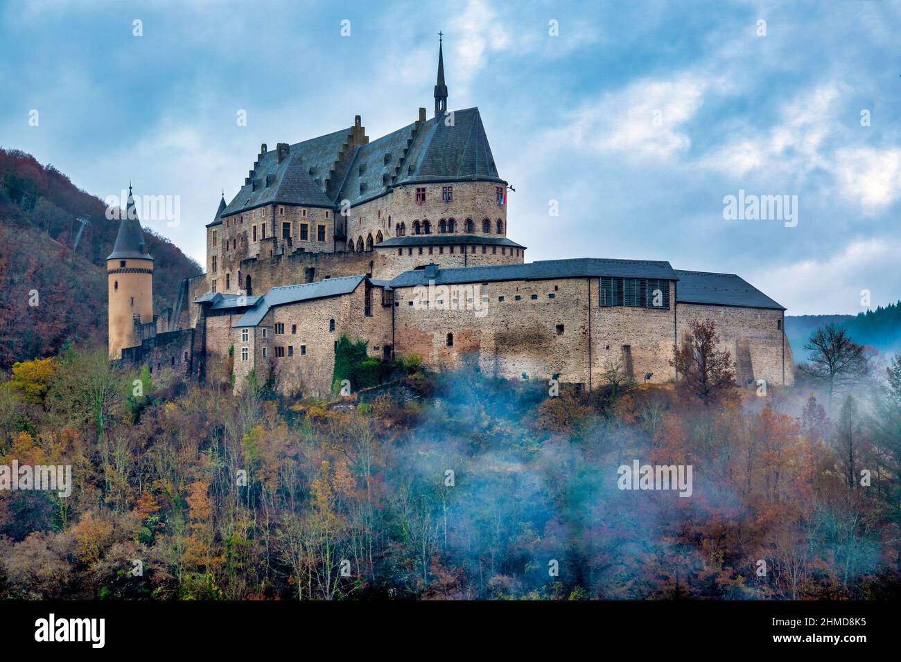 Vianden Castle on a winter day, Luxembourg Stock Photo