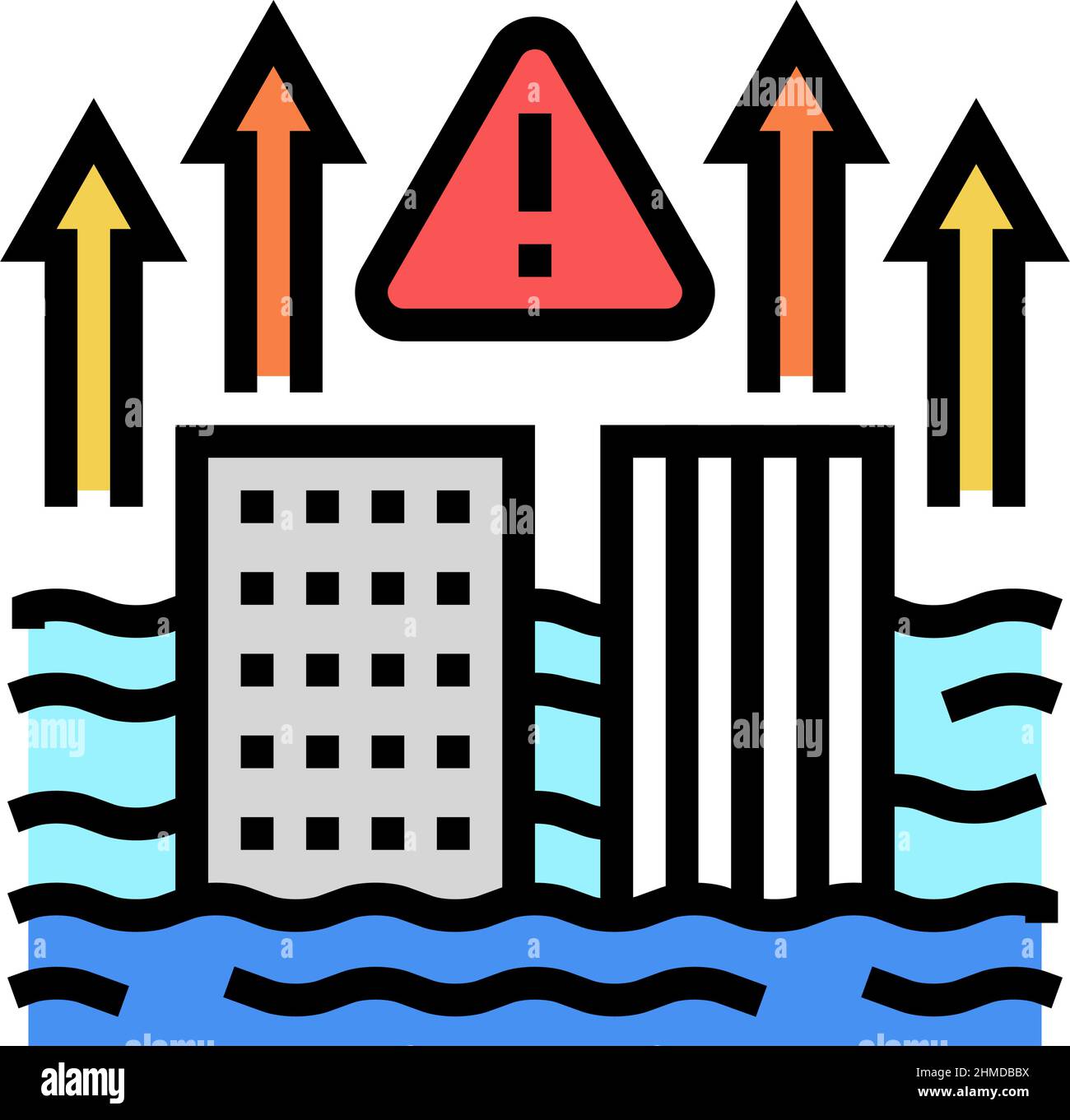 sea level problem color icon vector illustration Stock Vector Image ...
