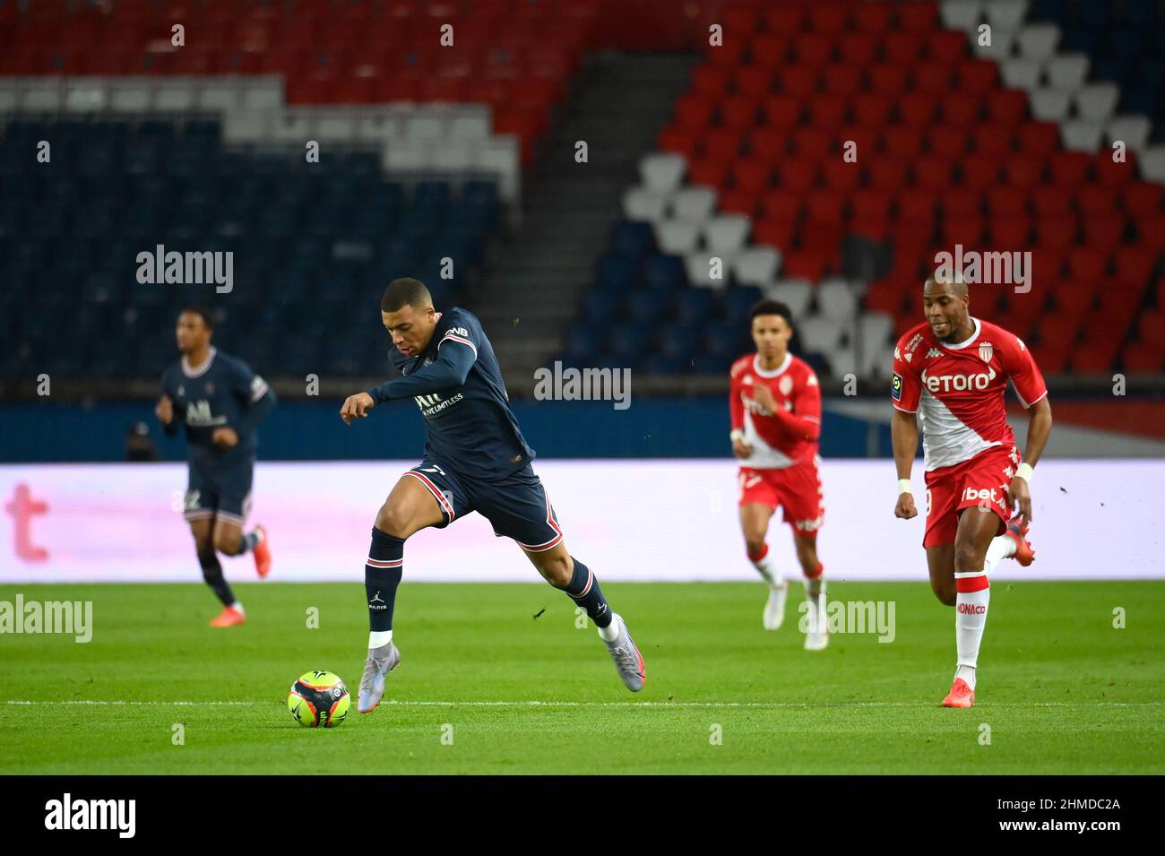 PSG - Monaco    Kylian Mbappe during the match PSG against As Monaco at the Parc des Princes, December 12, 2021. Stock Photo