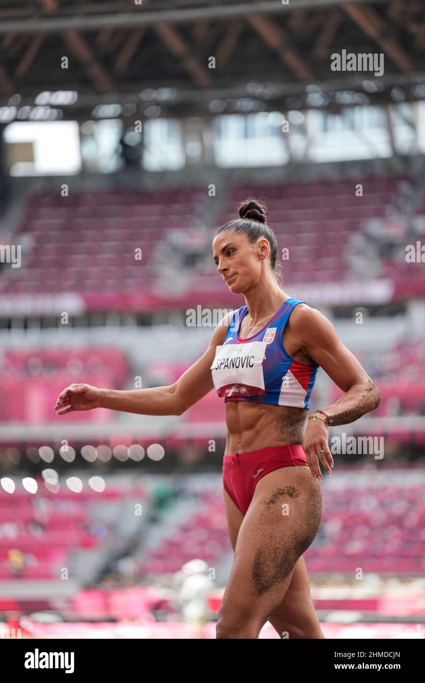 Ivana Spanovic participating in the Tokyo 2020 Olympic Games in the long jump discipline Stock