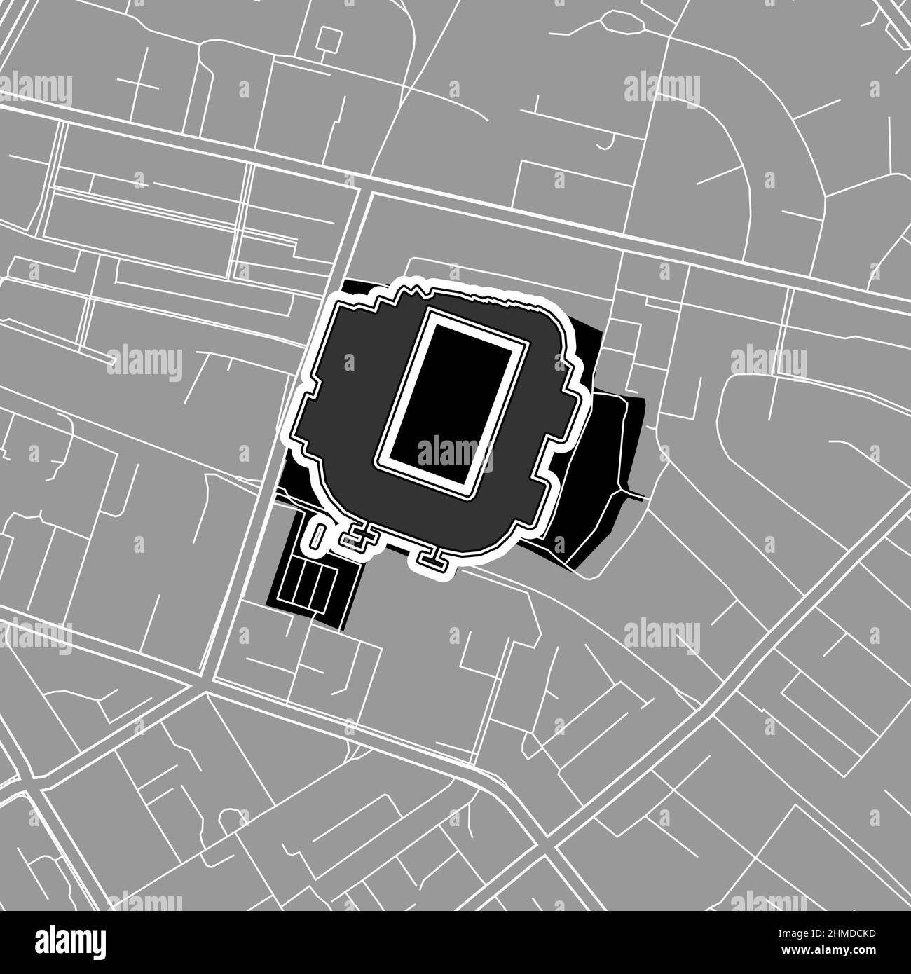 Dublin, Baseball MLB Stadium, outline vector map. The baseball statium map was drawn with white areas and lines for main roads, side roads. Stock Vector