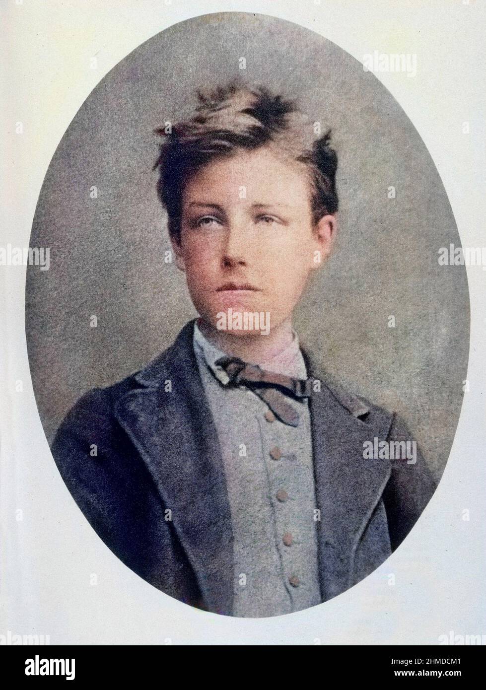 portrait de Arthur Rimbaud (1854-1891), poete francais, a l'age de 17 ans, par Etienne Carjat. colorié ultérieurement Stock Photo