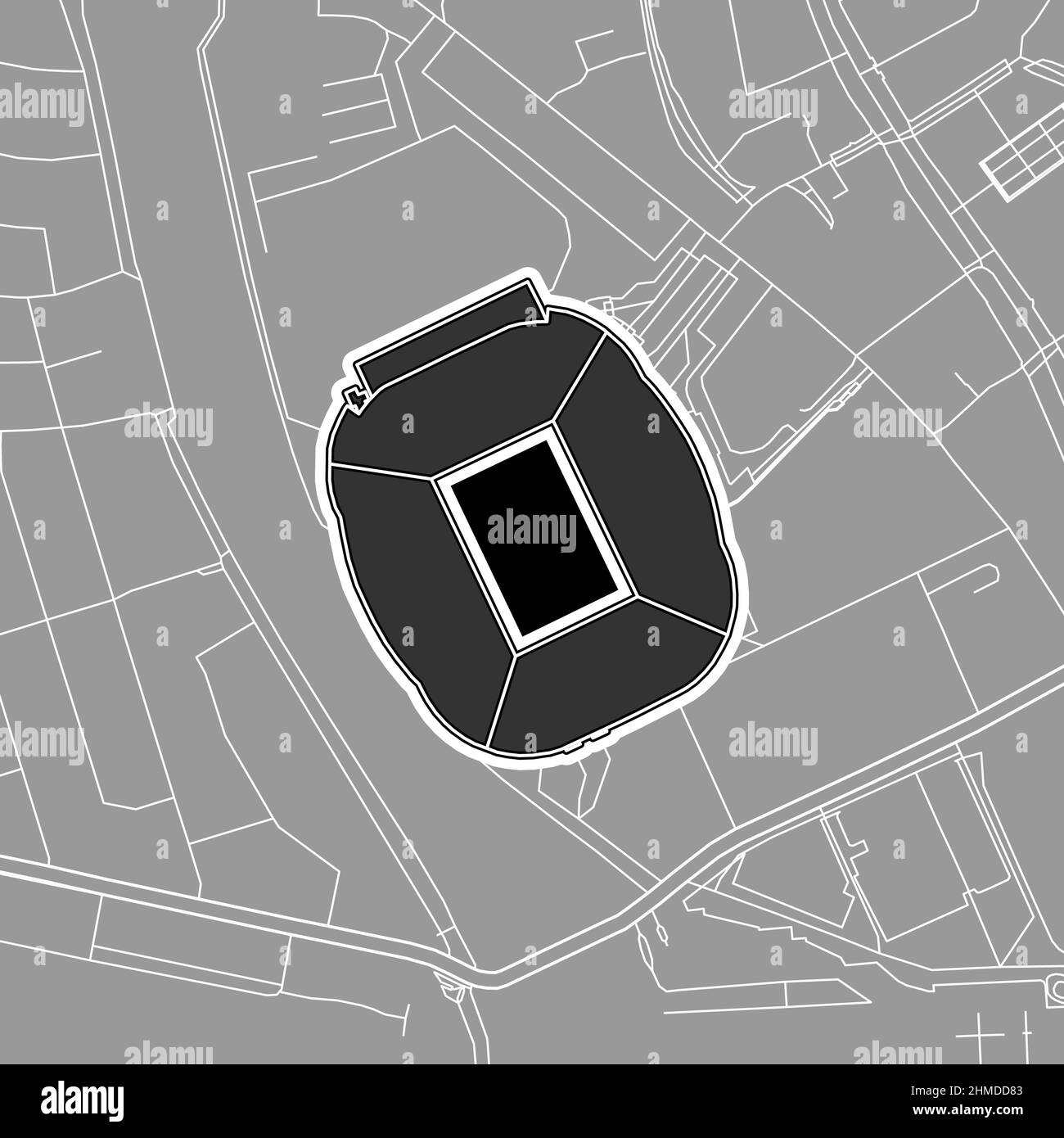 Cardiff, Baseball MLB Stadium, outline vector map. The baseball statium map was drawn with white areas and lines for main roads, side roads. Stock Vector