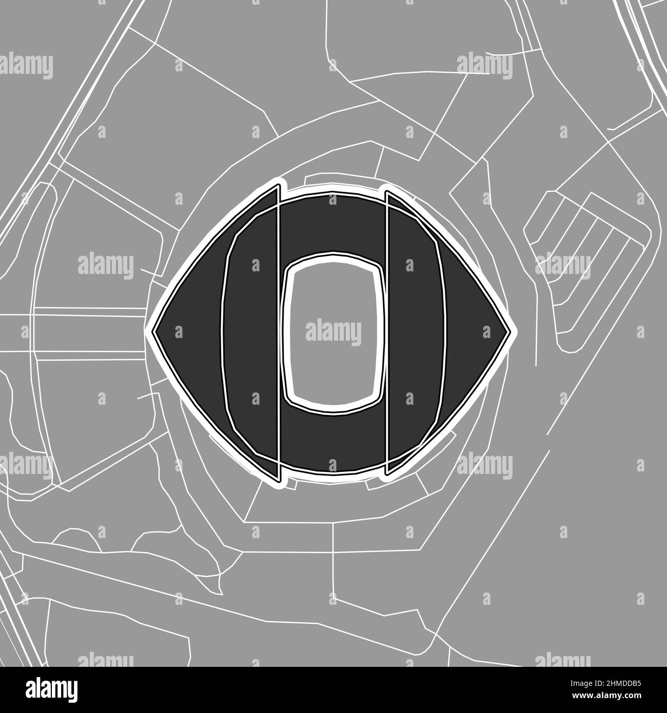 Saitama, Baseball MLB Stadium, outline vector map. The baseball statium map was drawn with white areas and lines for main roads, side roads. Stock Vector