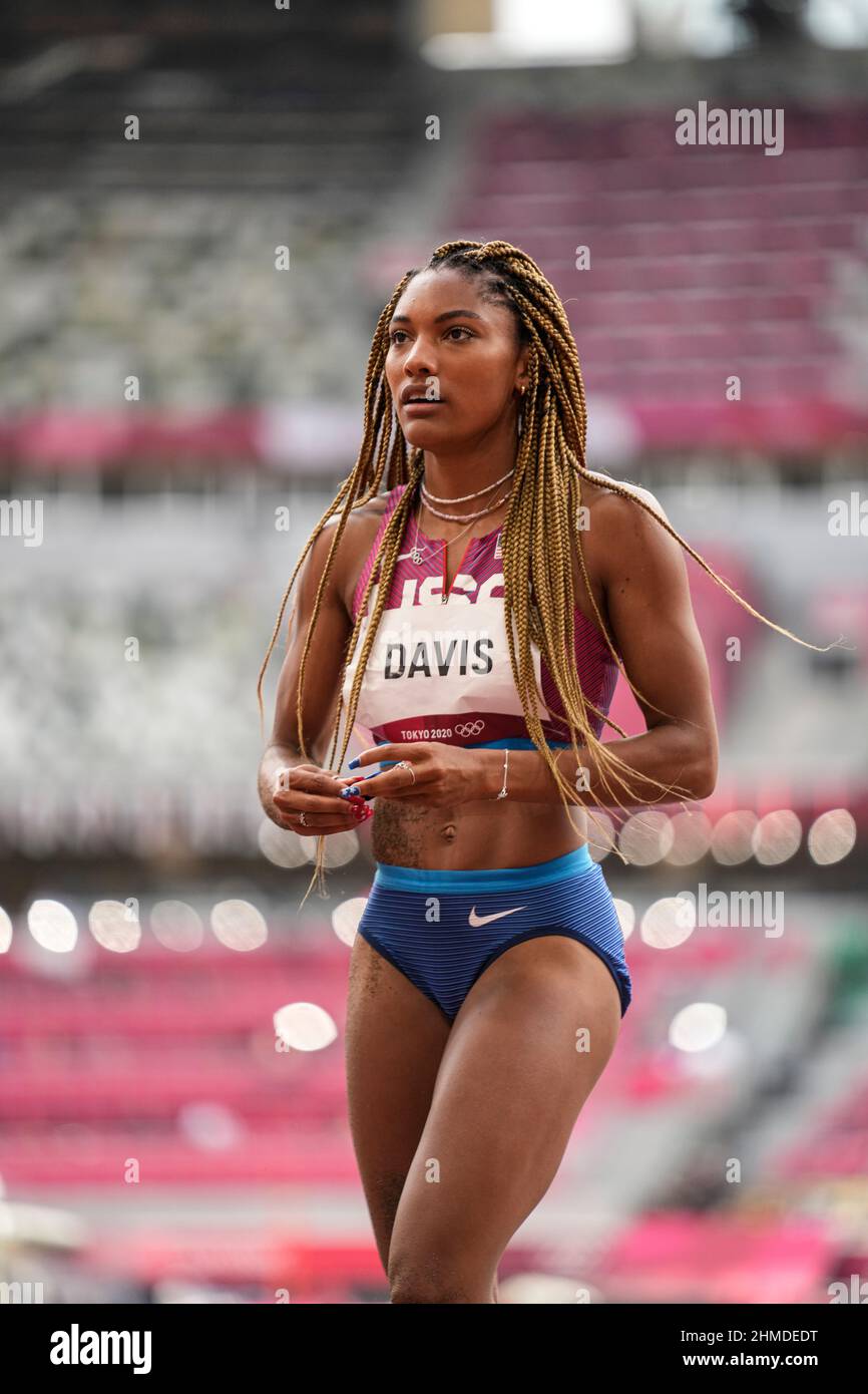 Tara Davis participating in the Tokyo 2020 Olympic Games in the long