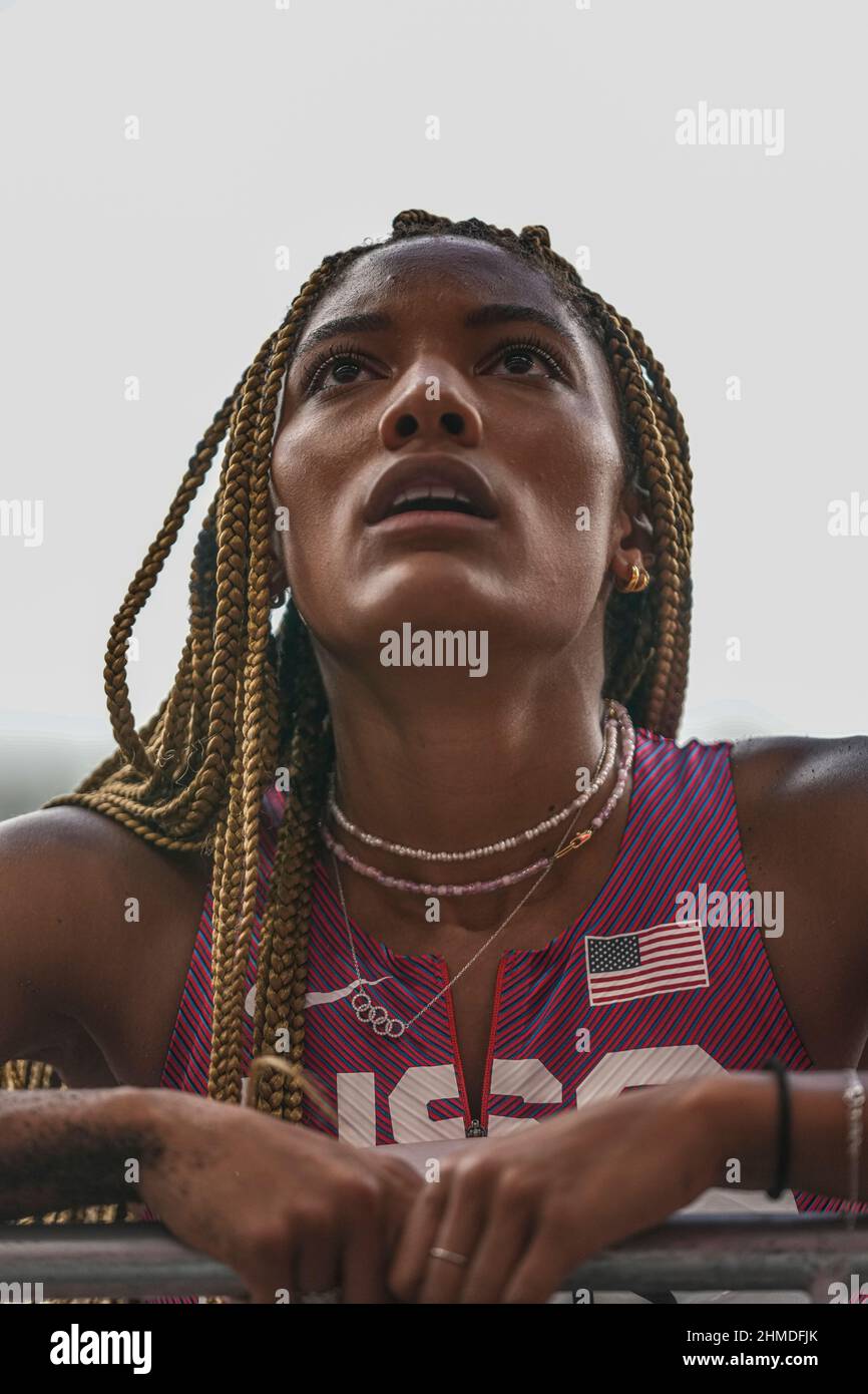 Tara Davis participating in the Tokyo 2020 Olympic Games in the long