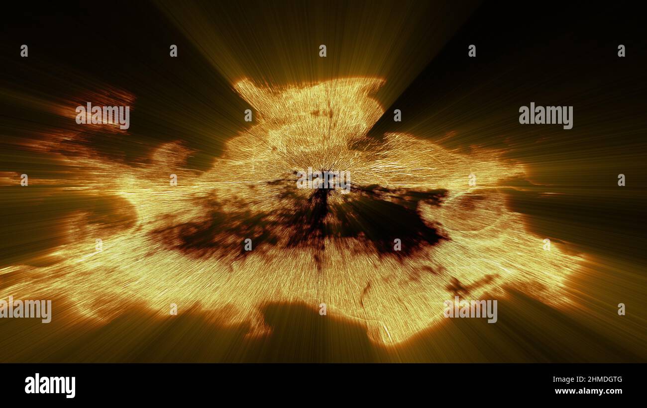 Supernova explosion with 3d render of solar energy scattering in space ...