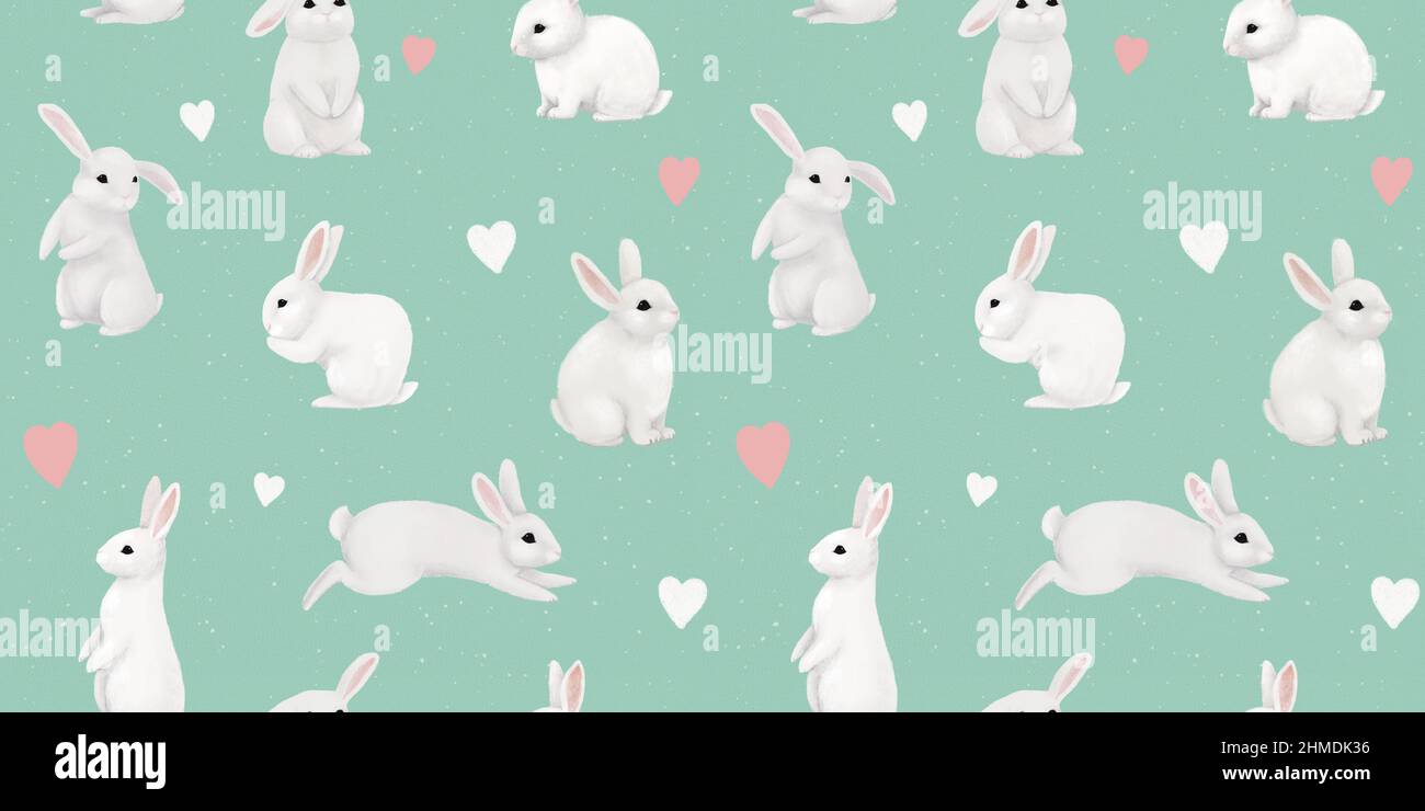 Cute white rabbits and bunnies. Delicate children's print. Funny  characters. Pattern for children's fabrics, clothes, bedding, goods,  wallpaper Stock Photo - Alamy