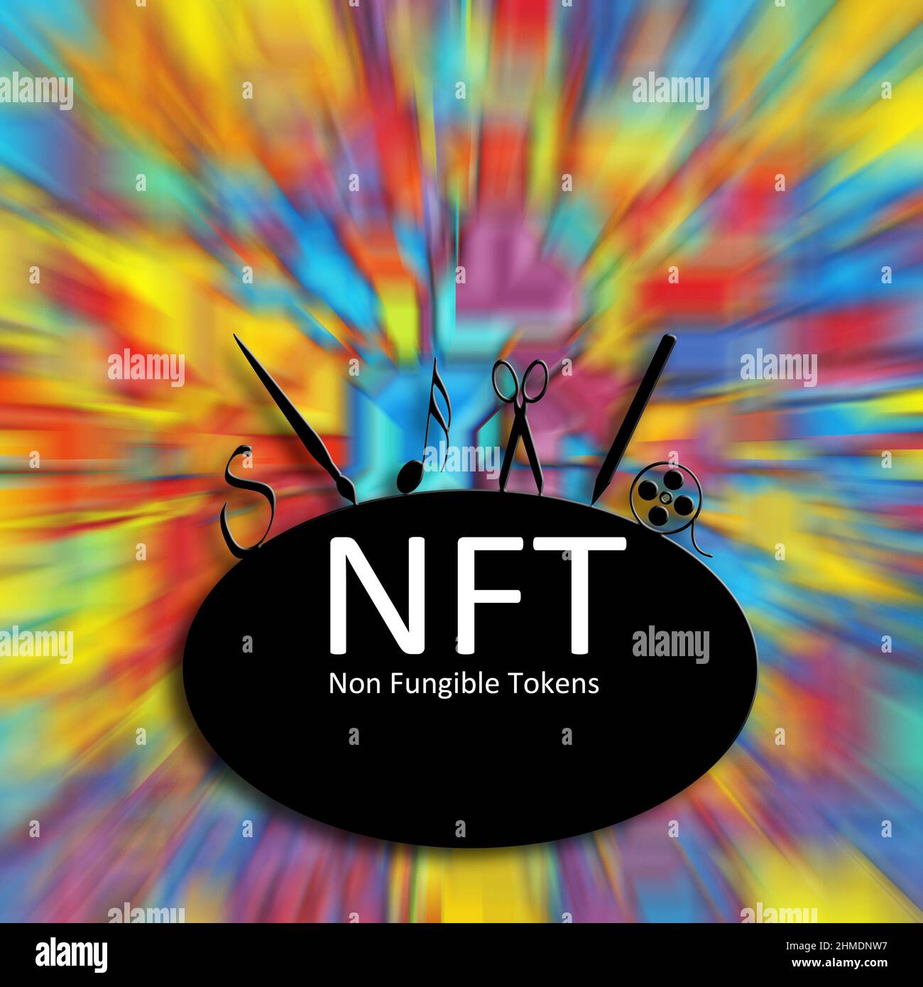 NFT non fungible token concept illustration Stock Photo