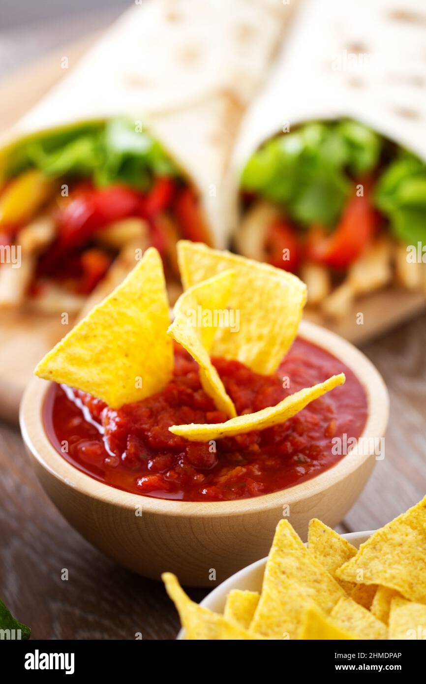 Vegetarian chili with red beans on a plate. Stock Photo