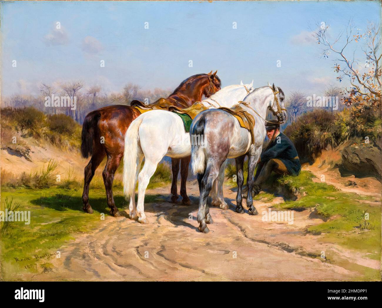 Relay Hunting, painting by Rosa Bonheur, 1887 Stock Photo