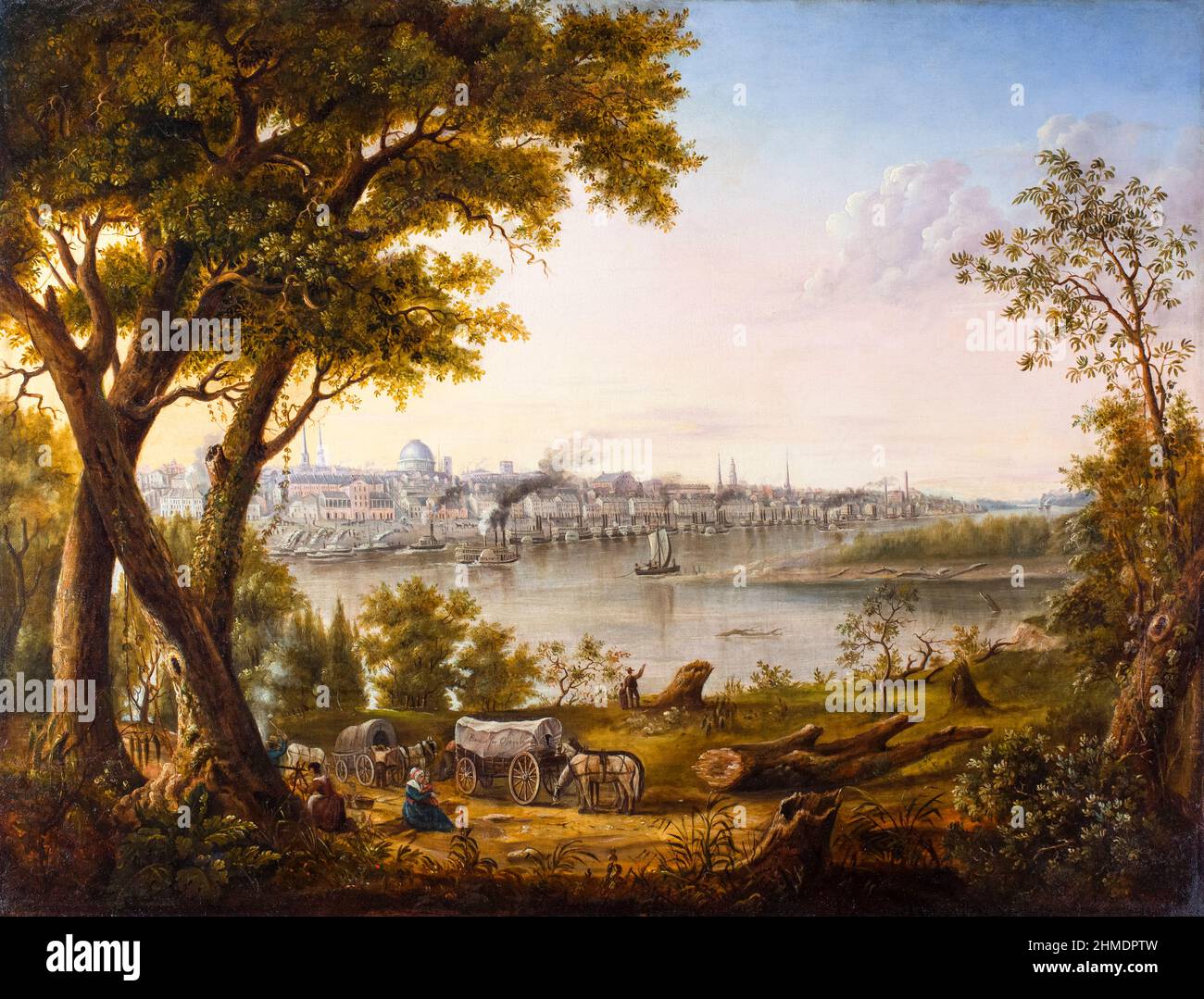 Saint Louis in 1846, cityscape painting by Henry Lewis, 1846 Stock Photo