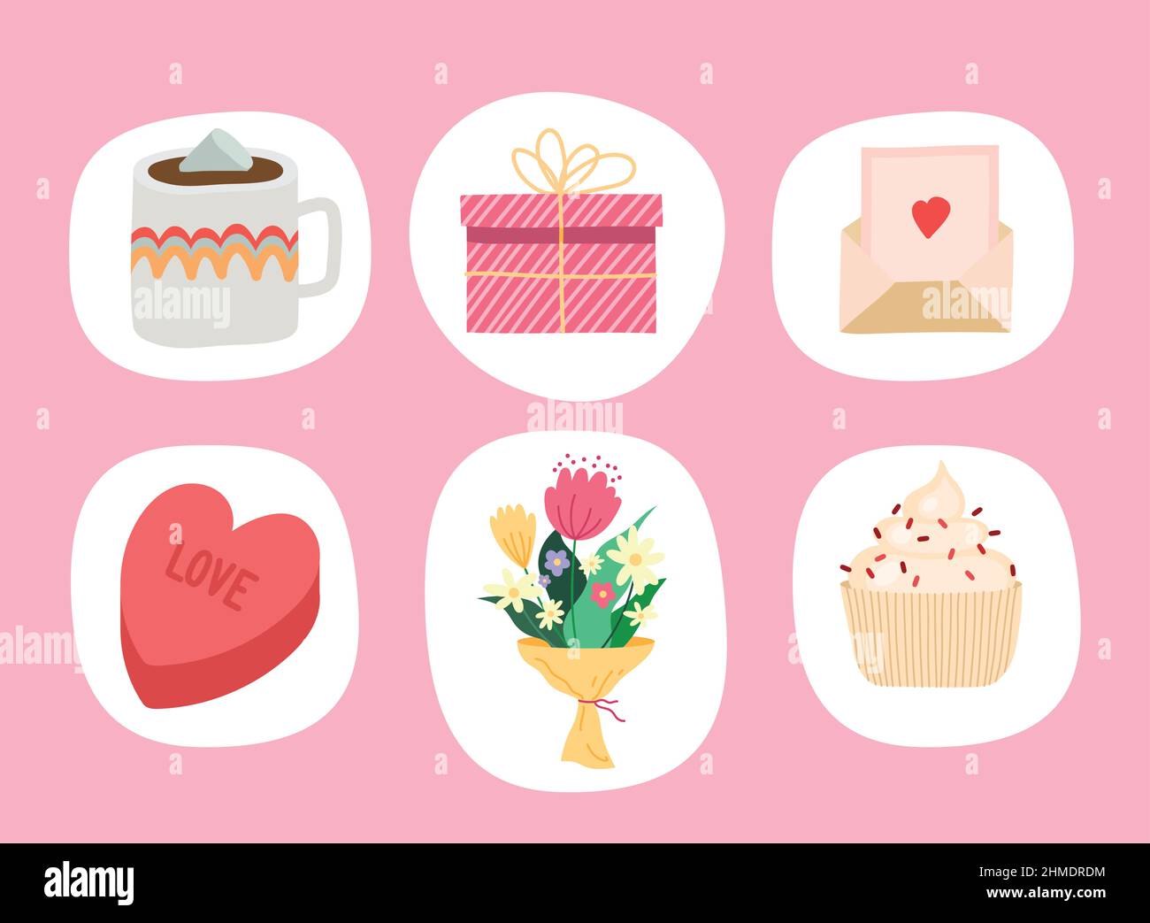 six valentines day celebration set icons Stock Vector Image & Art - Alamy