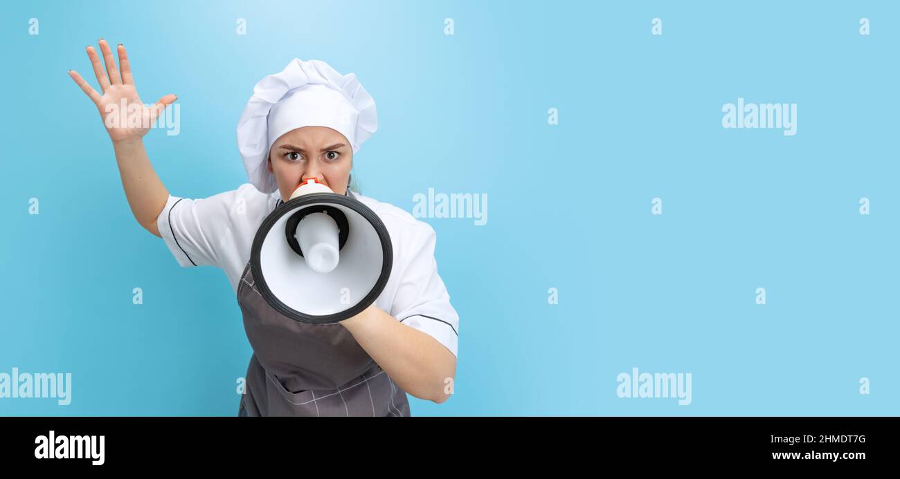 Shouting female cook uniform hi-res stock photography and images - Alamy