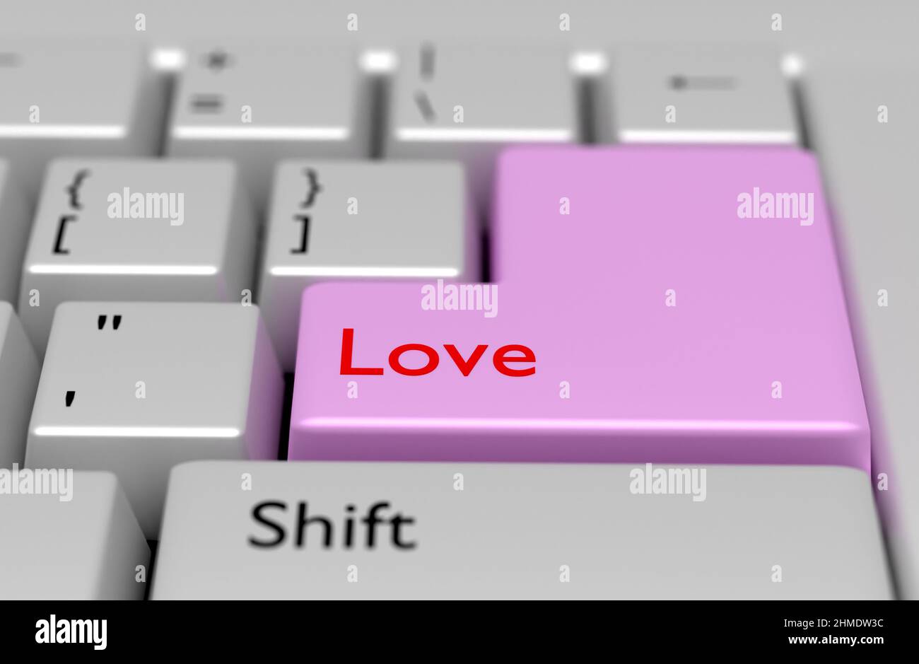 Feelings concept. Word LOVE you on button of computer keyboard. 3d rendering Stock Photo