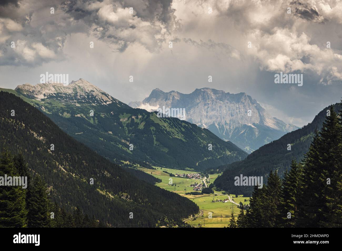 Scenic view of mountain landscape and cloudy sky, Austria Stock Photo