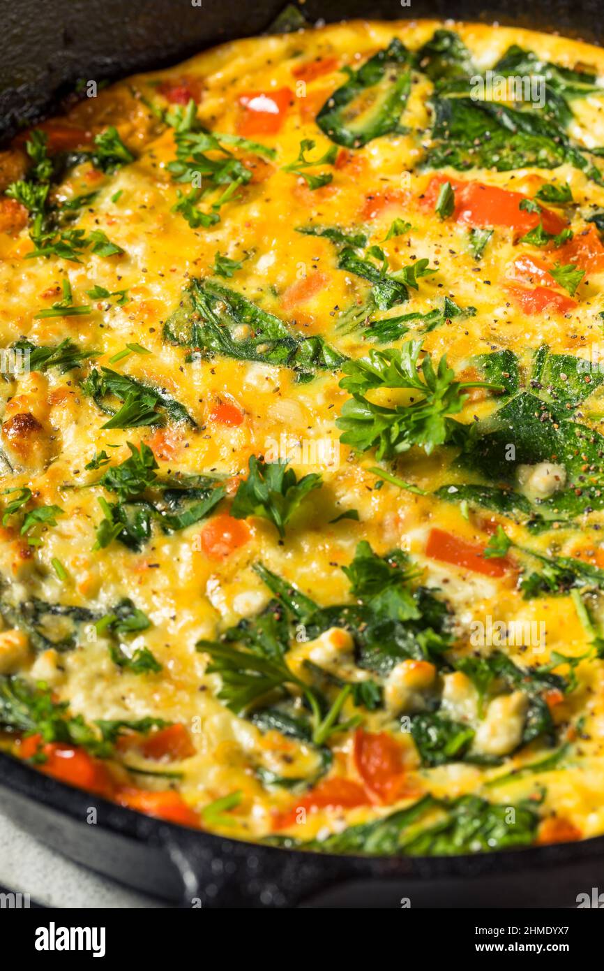 Homemade Egg and Spinach Frittata with Feta Stock Photo Alamy