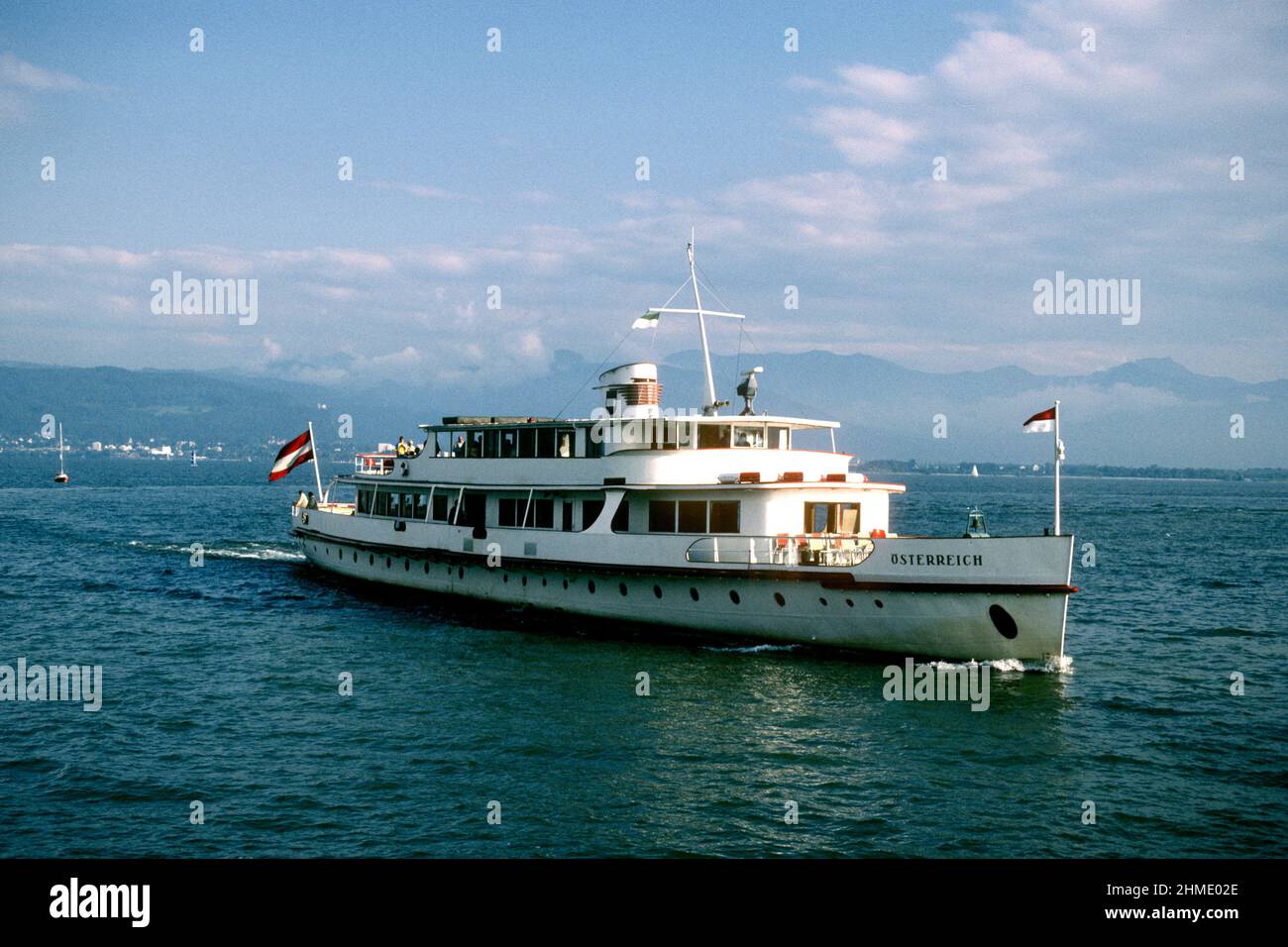 Passenger ferry boat on Lake Constance in 1981, Lindau, Bavaria, Germany Stock Photo