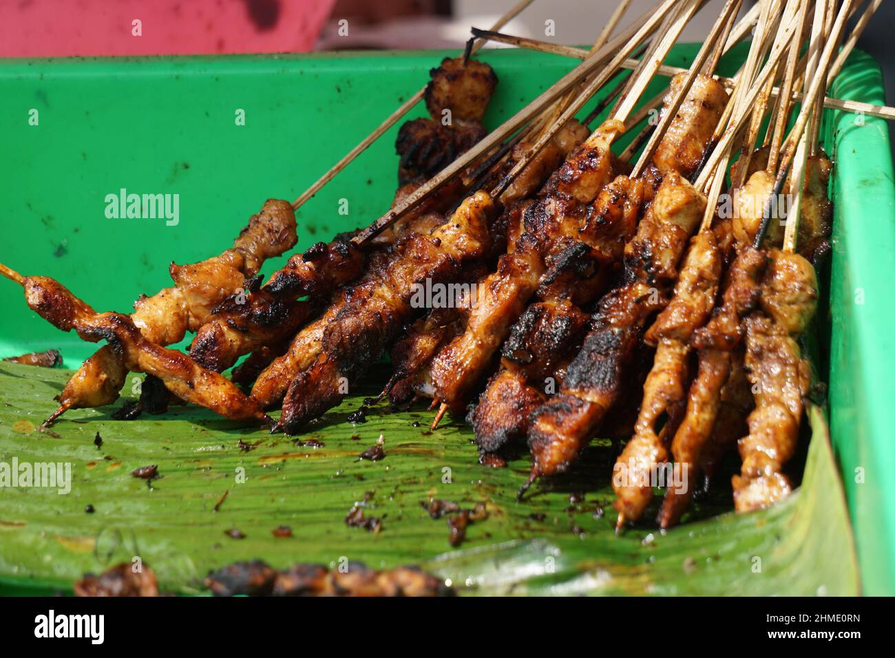 Sate (skewer) on the pan. Sate is one of traditional indonesian food