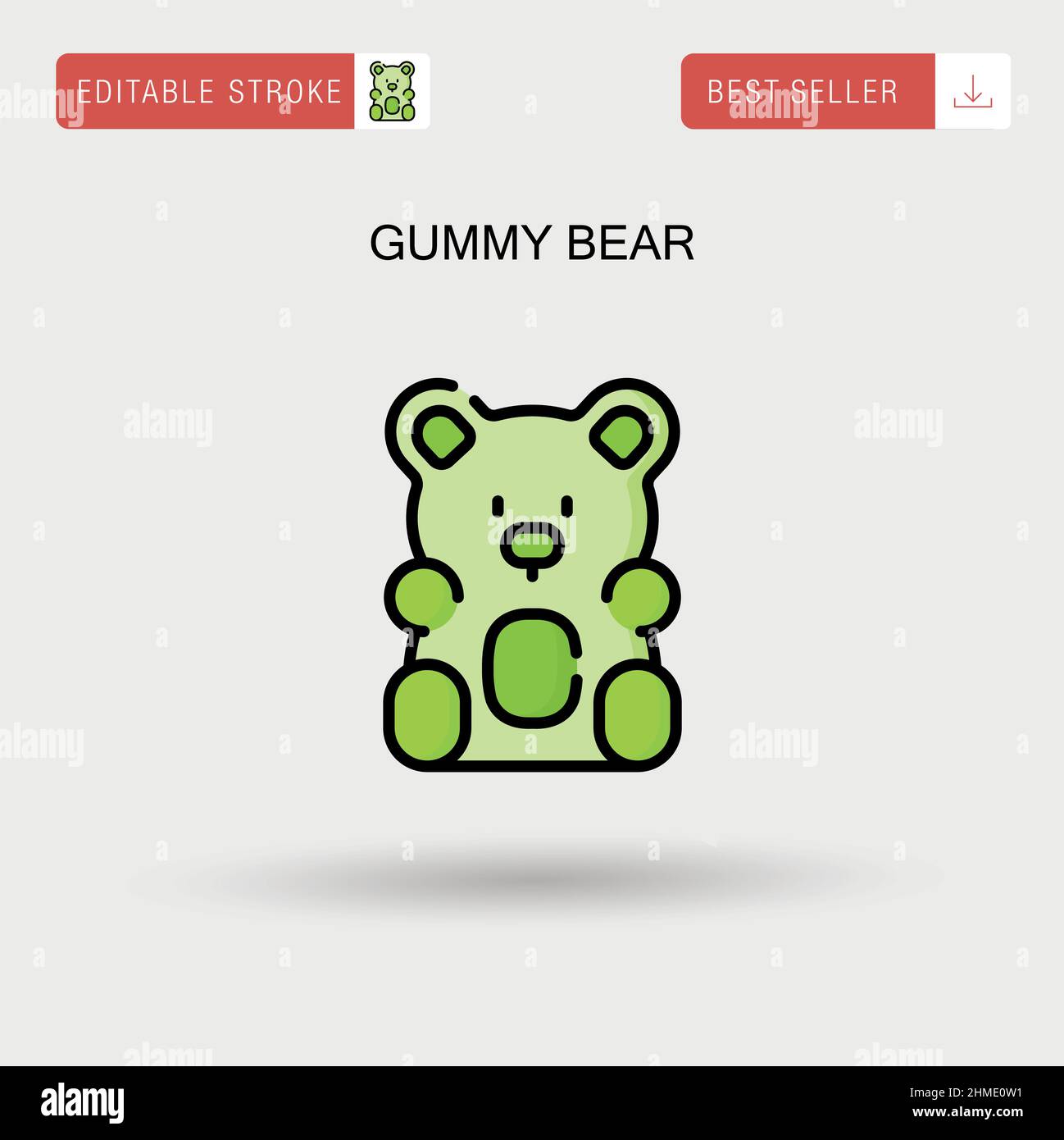 Gummy bear Simple vector icon. Stock Vector