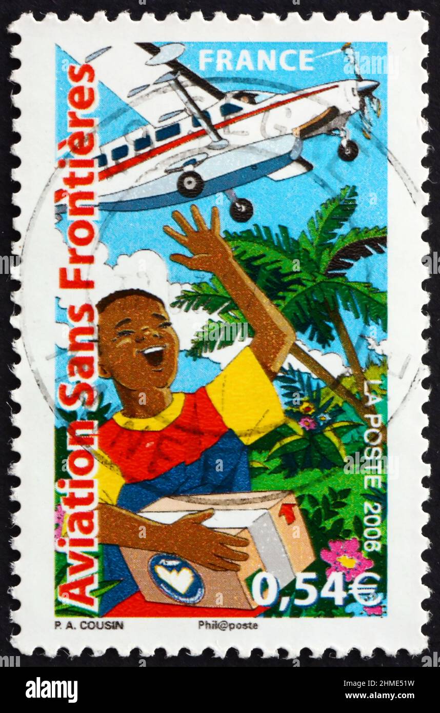 FRANCE - CIRCA 2006: a stamp printed in France dedicated to aviation without borders, circa 2006 Stock Photo