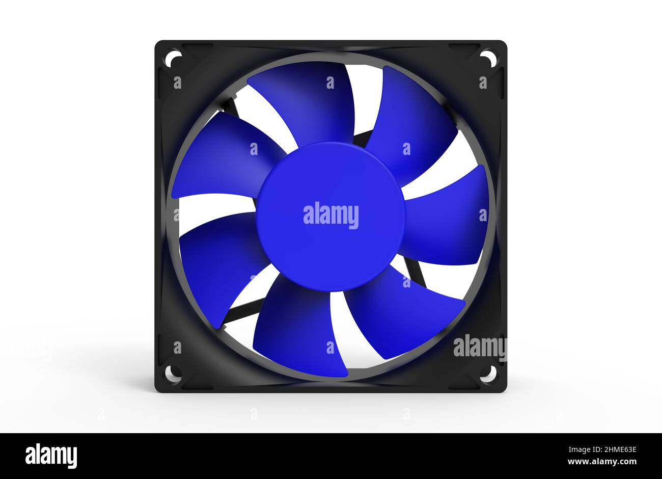 Blue Computer fan cooler isolated on white 3d image illustration Stock ...