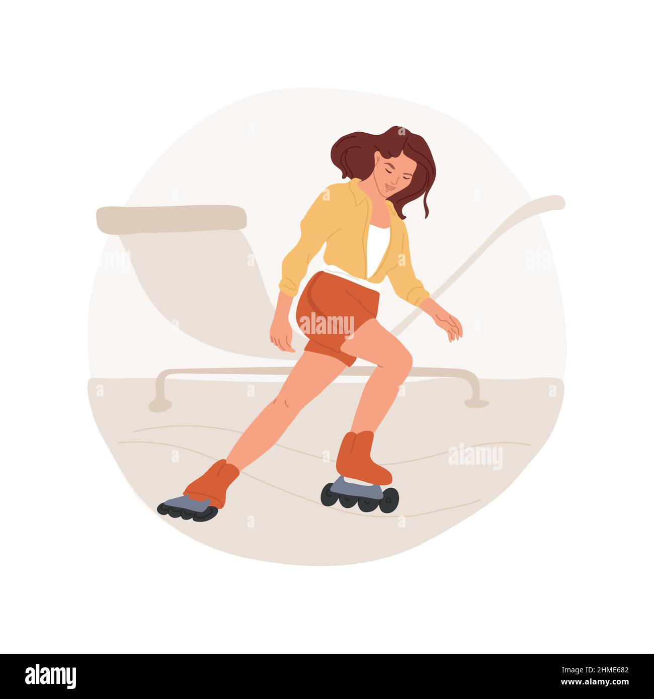 Roller skating abstract concept vector illustration. Attractive girl