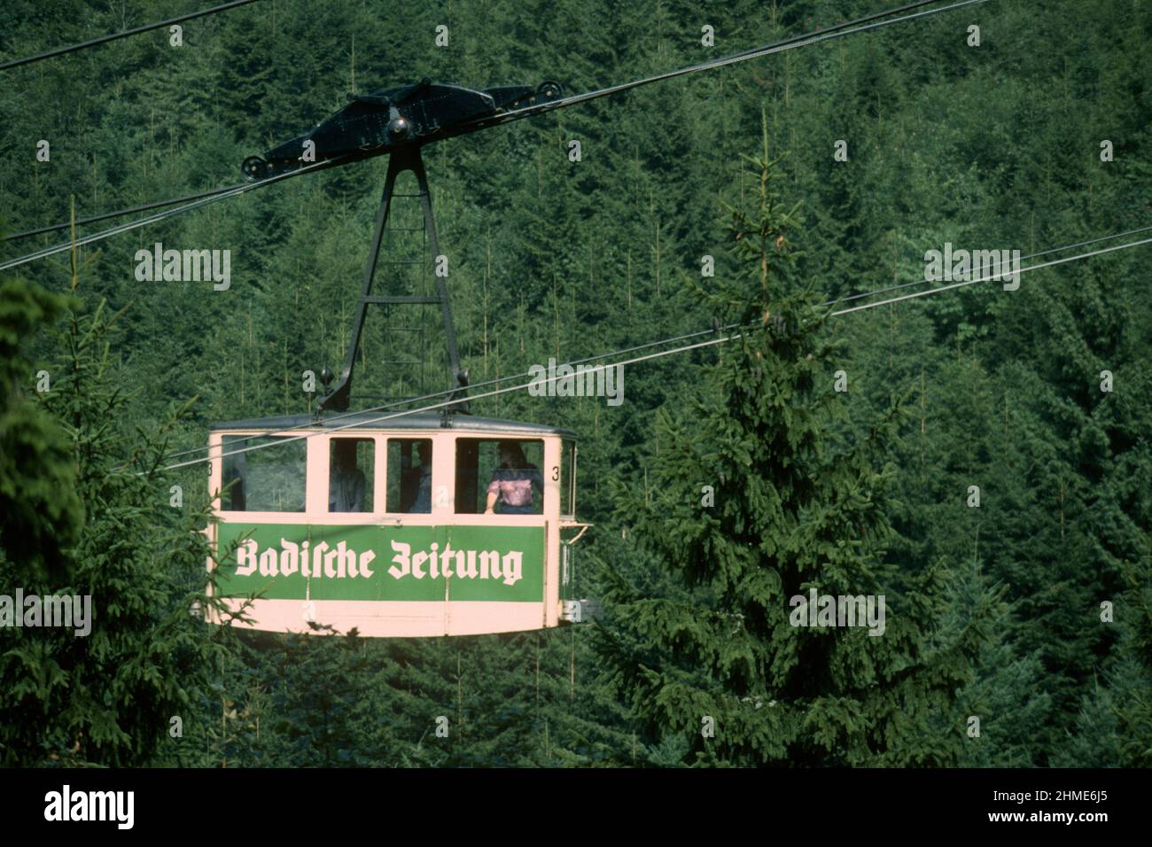 Schauinslandbahn cable car in 1981, Schuainsland, Freiburg, Baden-Württemberg, Germany Stock Photo