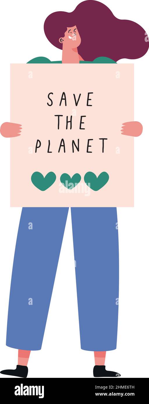 ecologist woman with banner character Stock Vector Image & Art - Alamy